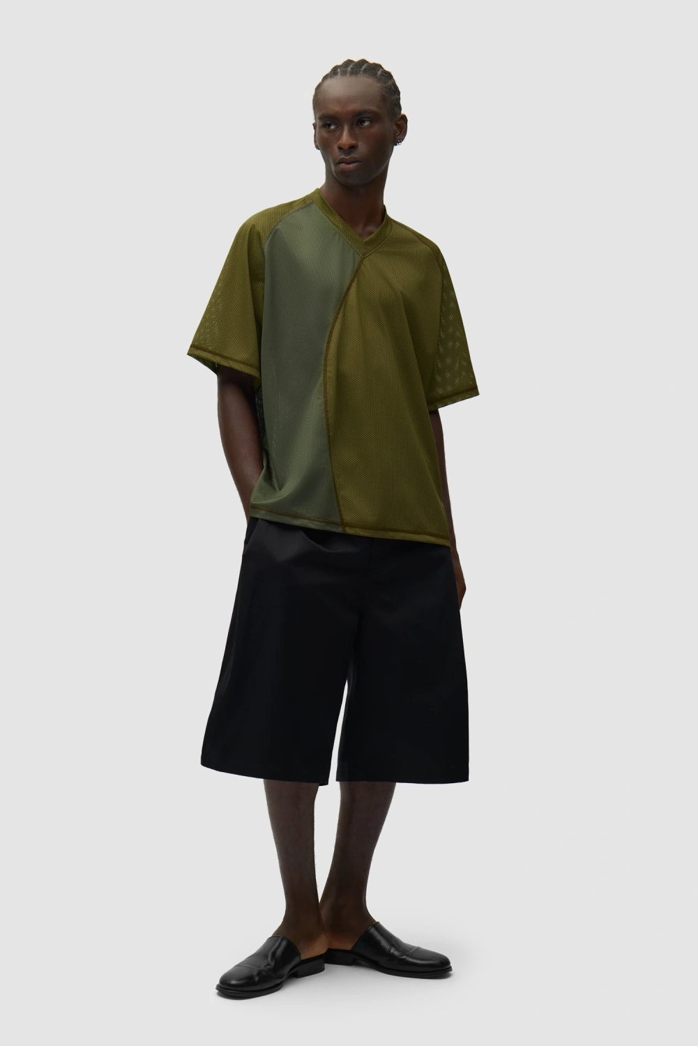 Arte Antwerp Multi Mesh T-Shirt Green front view on model