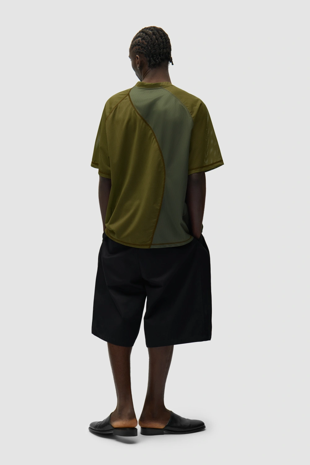 Arte Antwerp Multi Mesh T-Shirt Green back view on model