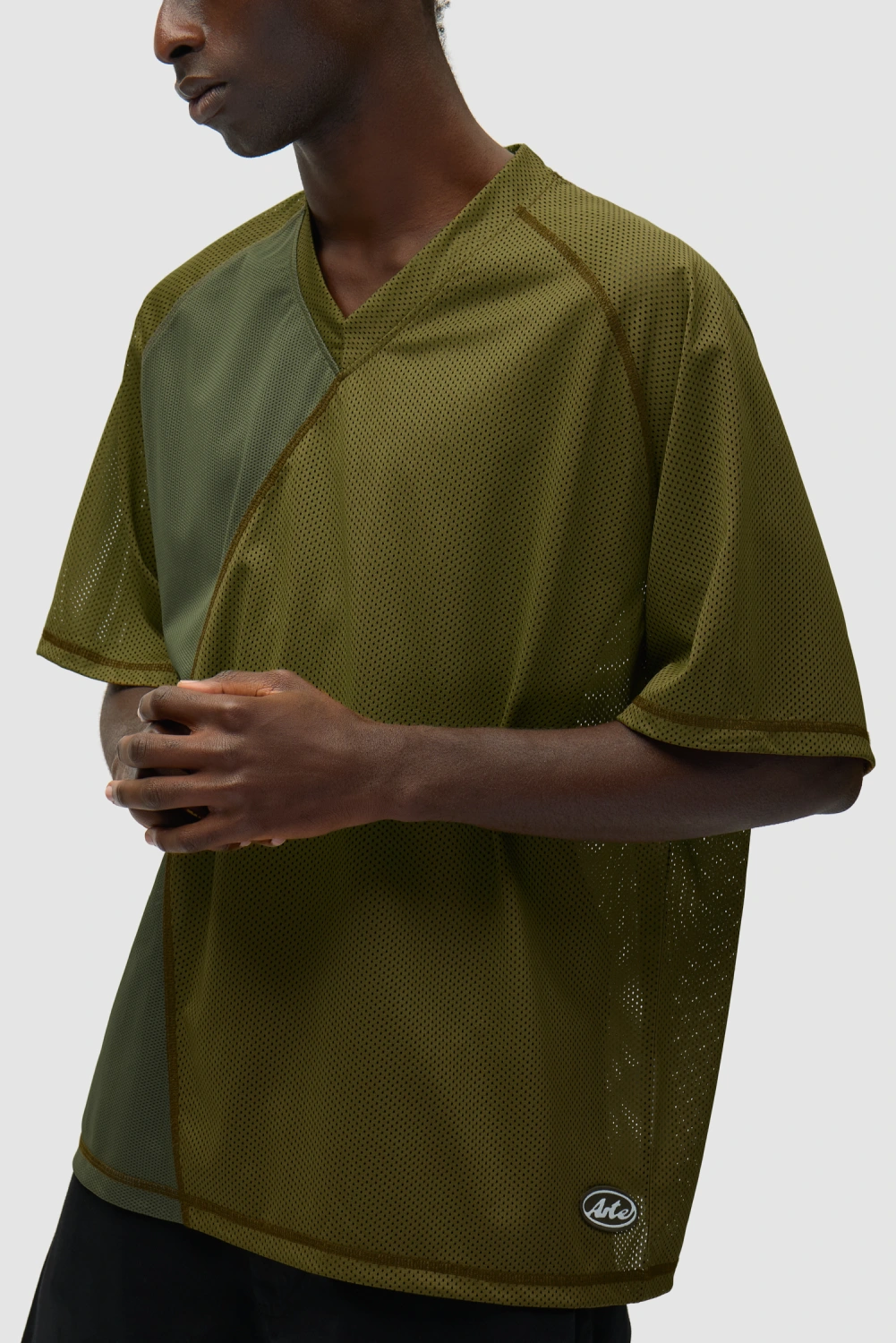 Arte Antwerp Multi Mesh T-Shirt Green front view on model