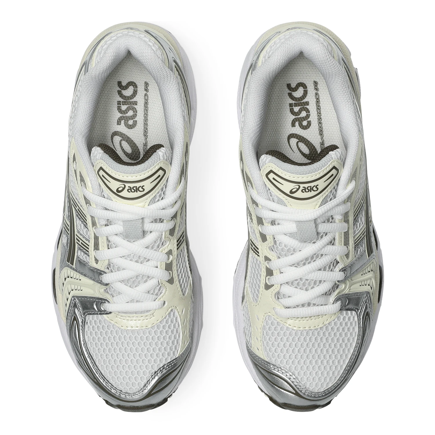 Asics Gel-Kayano 14 White/Ivory top view in a white background