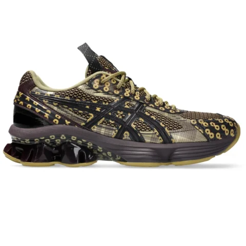 Asics US7-S Gel-Kinetic Fluent Beniimo Purple/Lemongrass side view in a white background