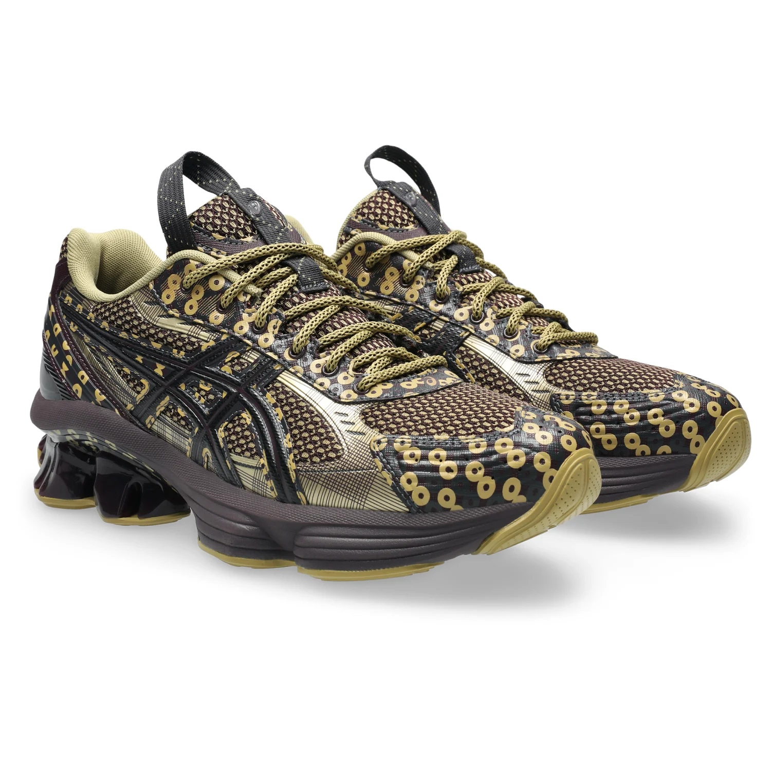 Asics US7-S Gel-Kinetic Fluent Beniimo Purple/Lemongrass side view in a white background