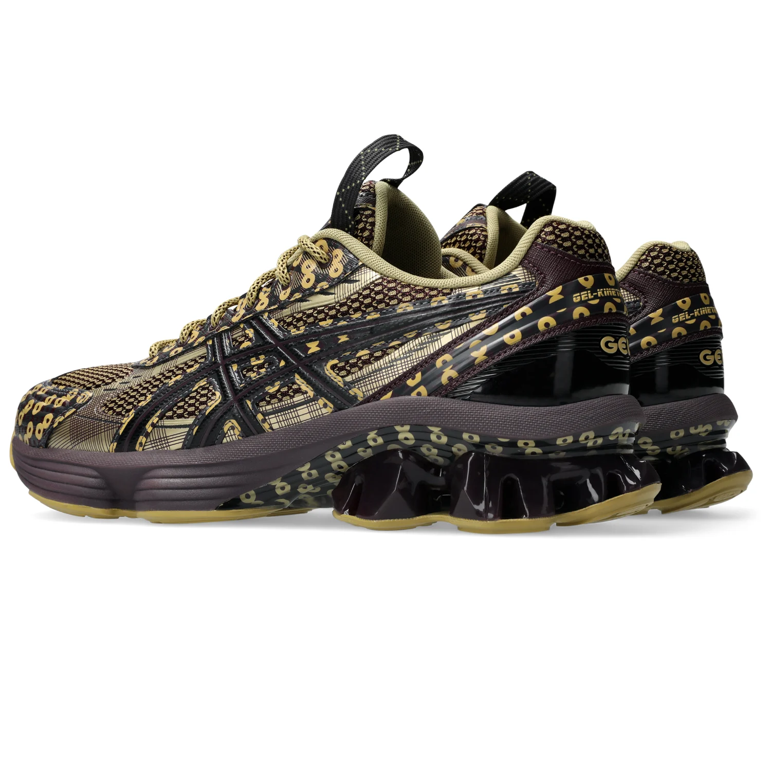 Asics US7-S Gel-Kinetic Fluent Beniimo Purple/Lemongrass side view in a white background