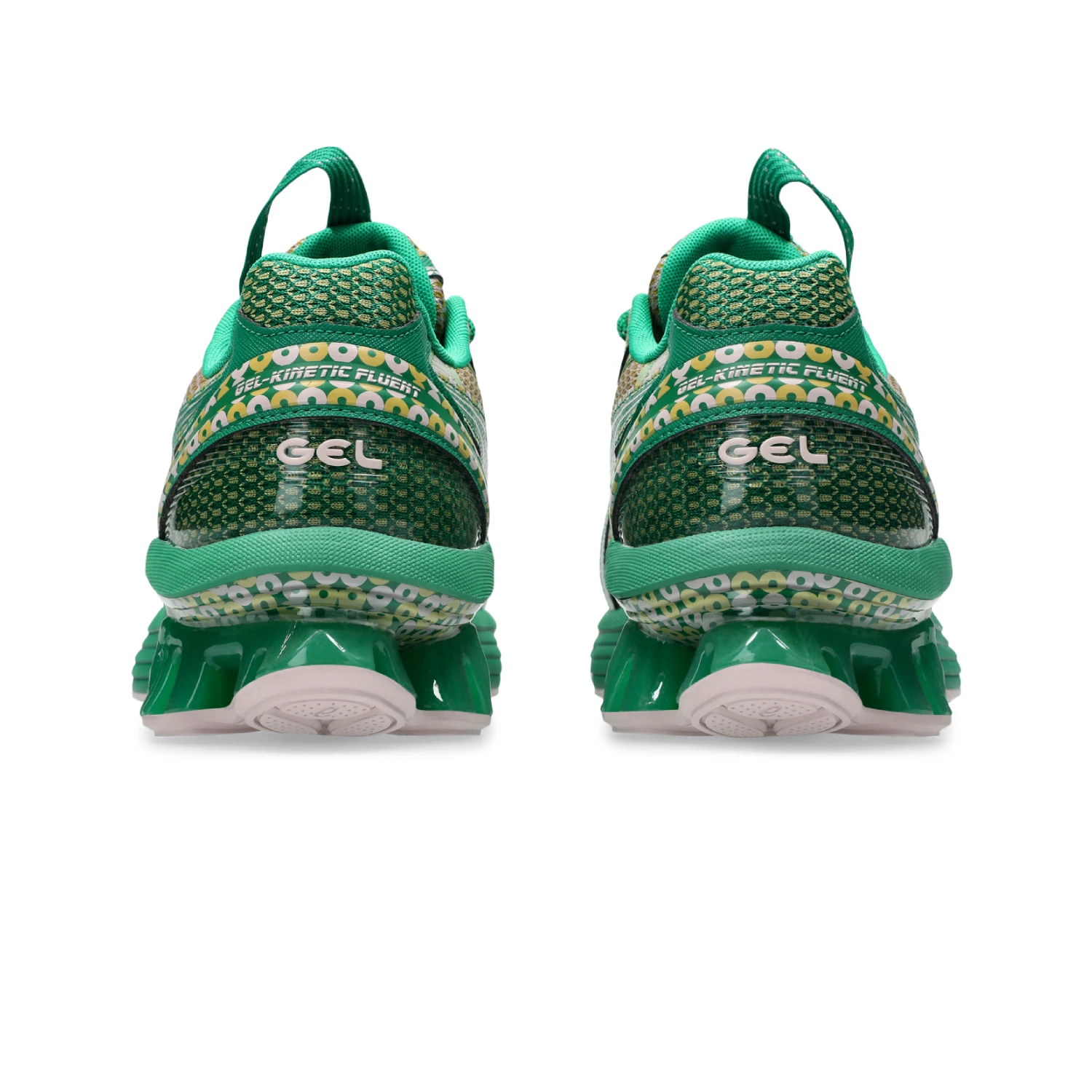 Asics US7-S Gel-Kinetic Fluent Watershed Rose/Kale back view in a white background