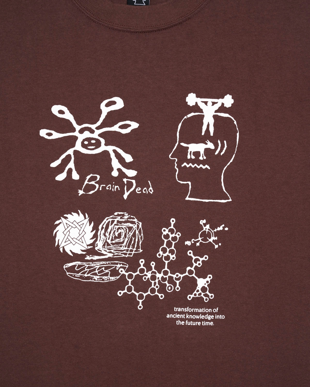 Brain Dead Ancient Knowledge T-Shirt Berry front view detail