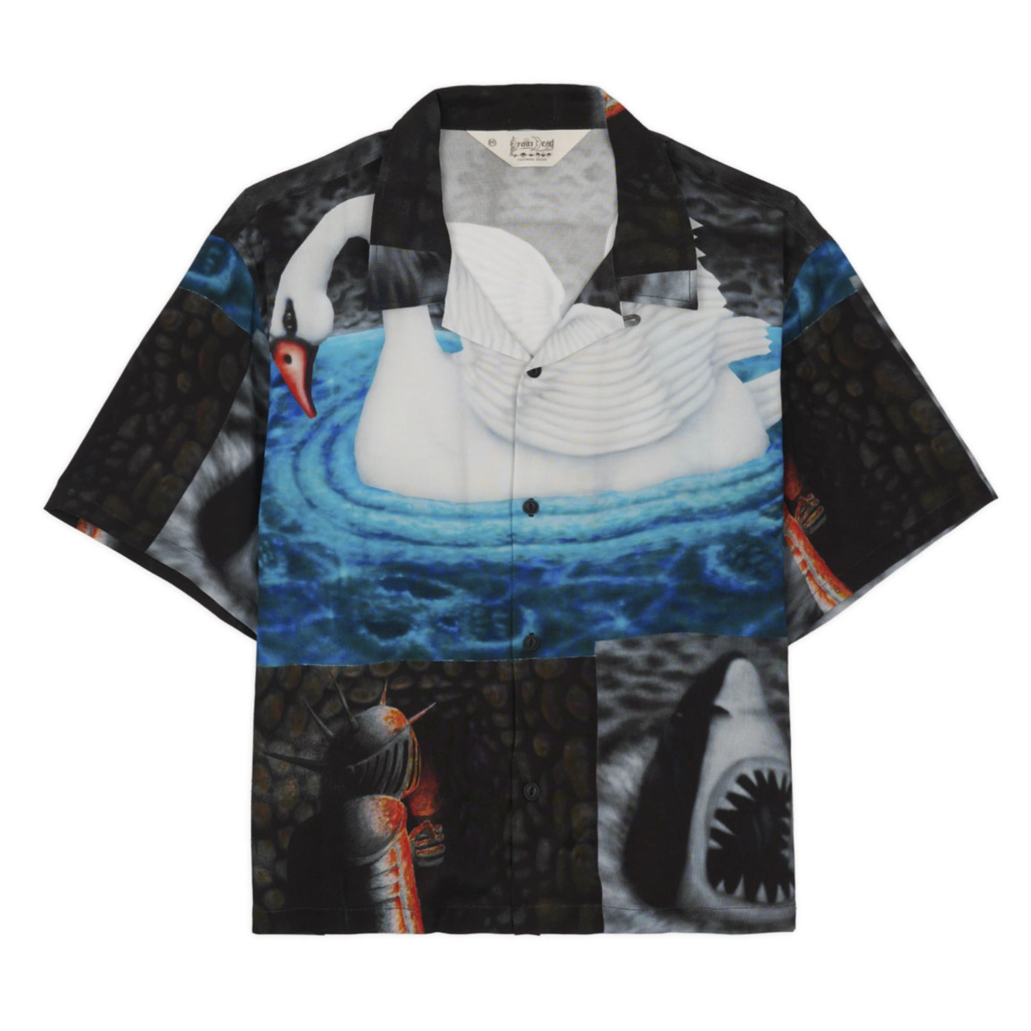 Brain Dead Copia Short Sleeve Button Down Shirt front view in a white background