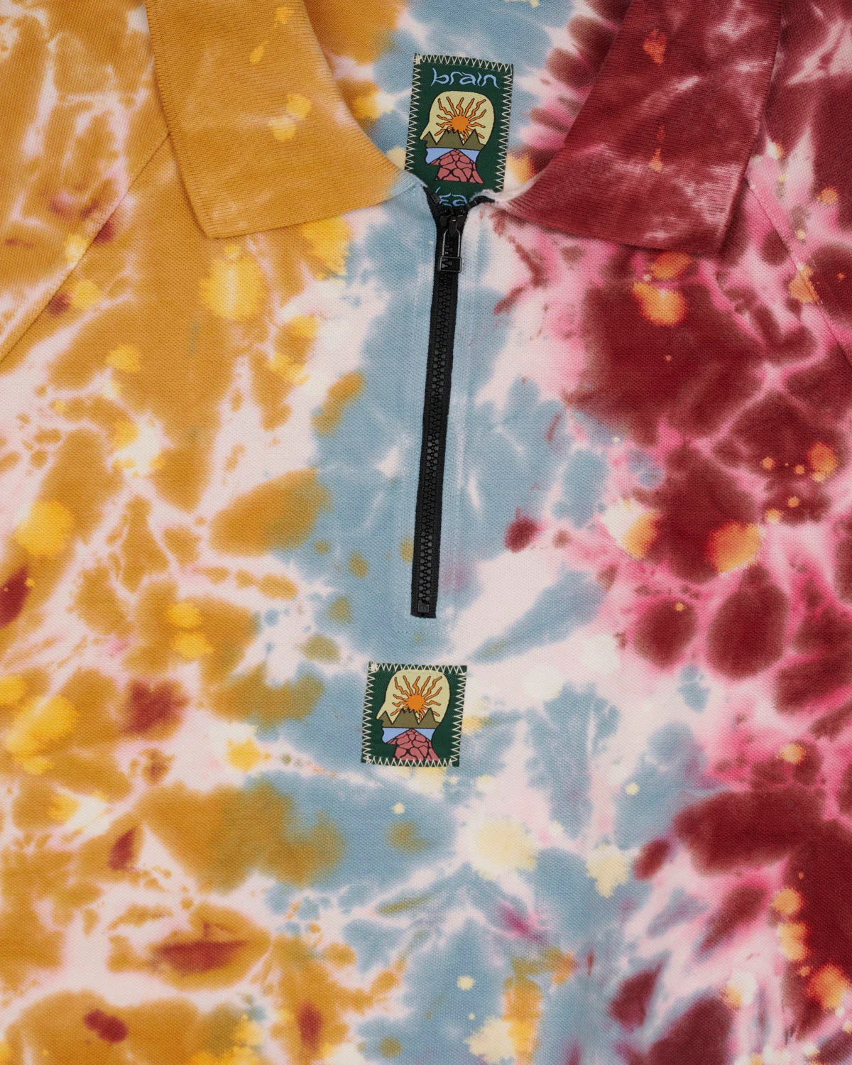 Brain Dead Dyed Short Sleeve Boxed Pique Polo Terracotta front view detail