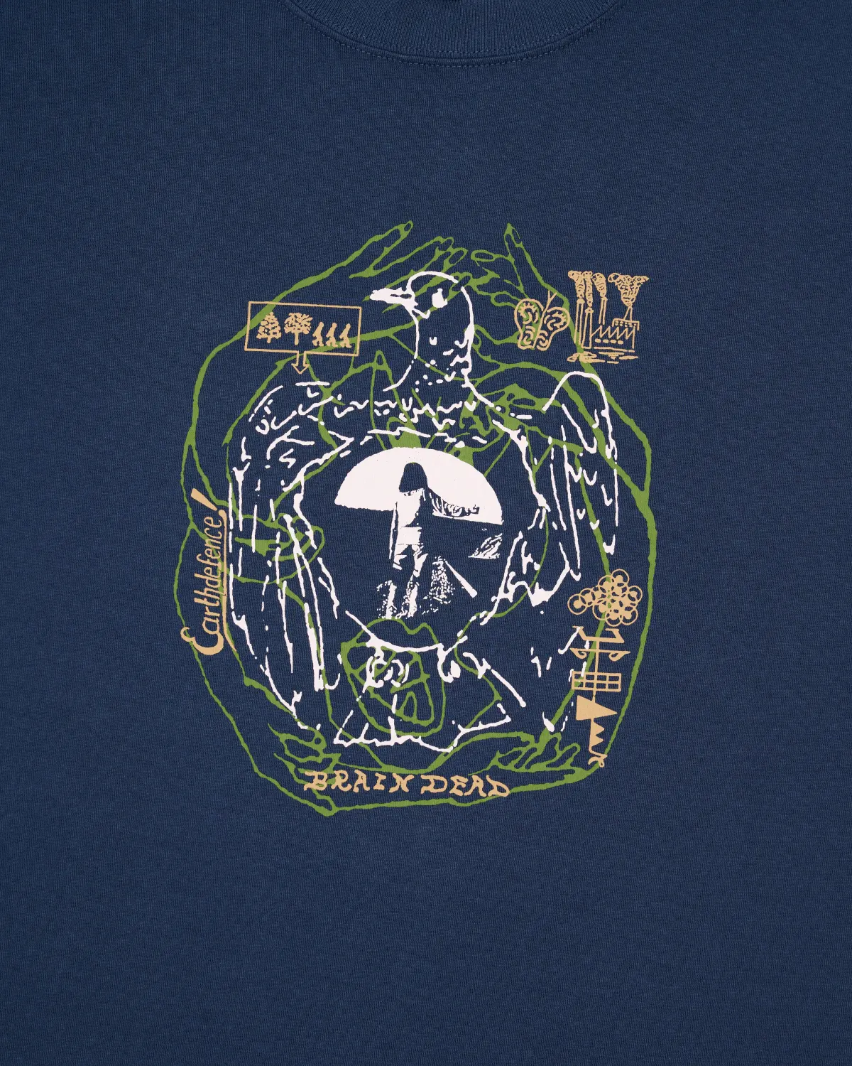 Brain Dead Earth Defense T-Shirt Slate front view detail