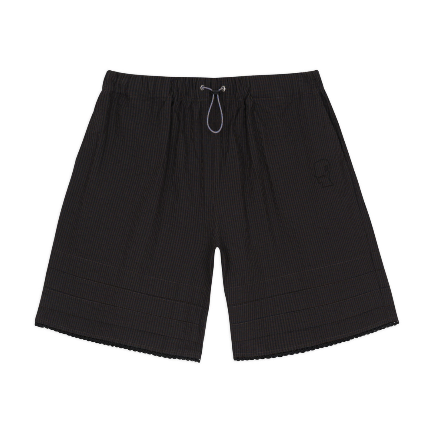Brain Dead Gingham Shorts Black front view in a white background