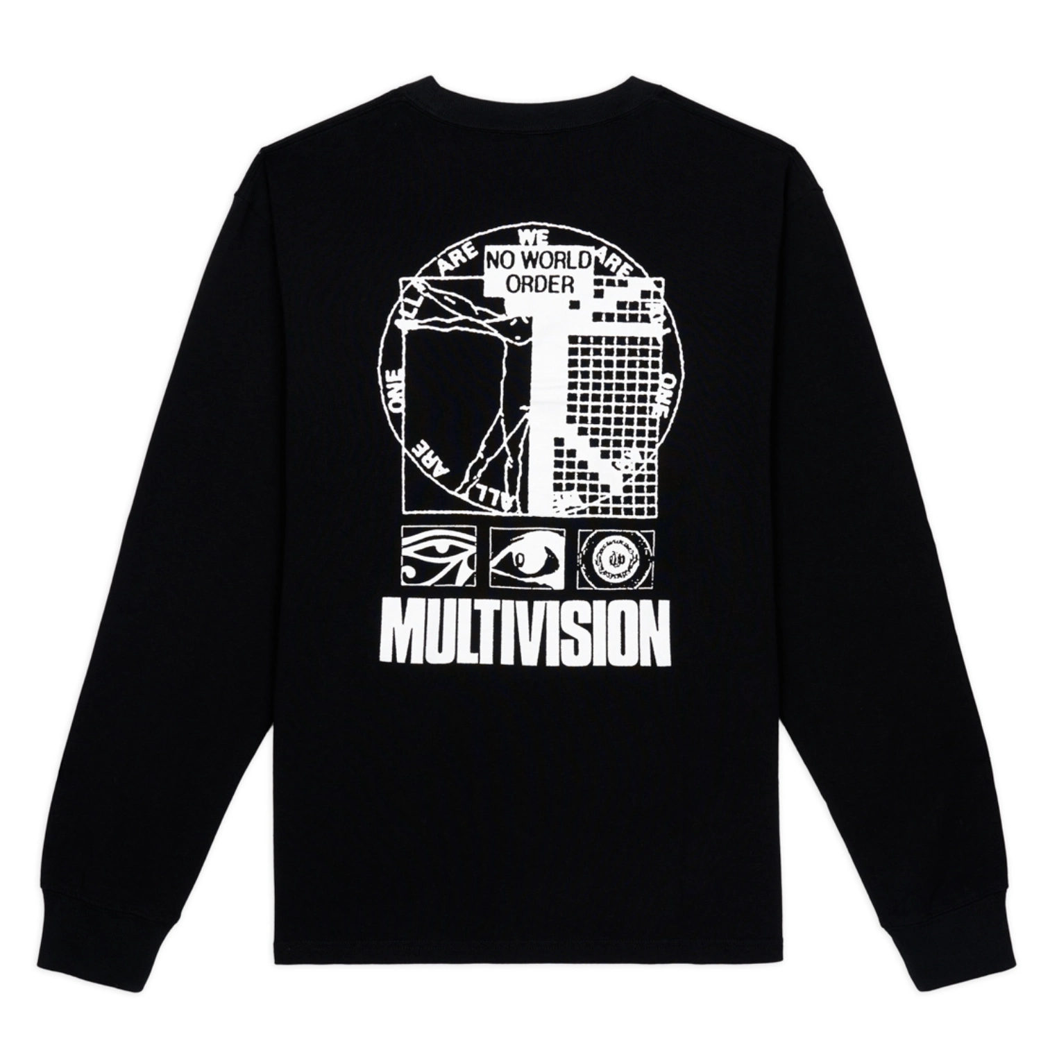Brain Dead Multi Vision Long Sleeve Shirt Black back view in a white background