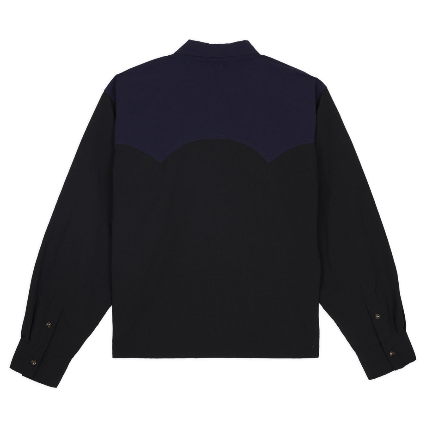 Brain Dead Nylon Western Shirt Black back view in a white background