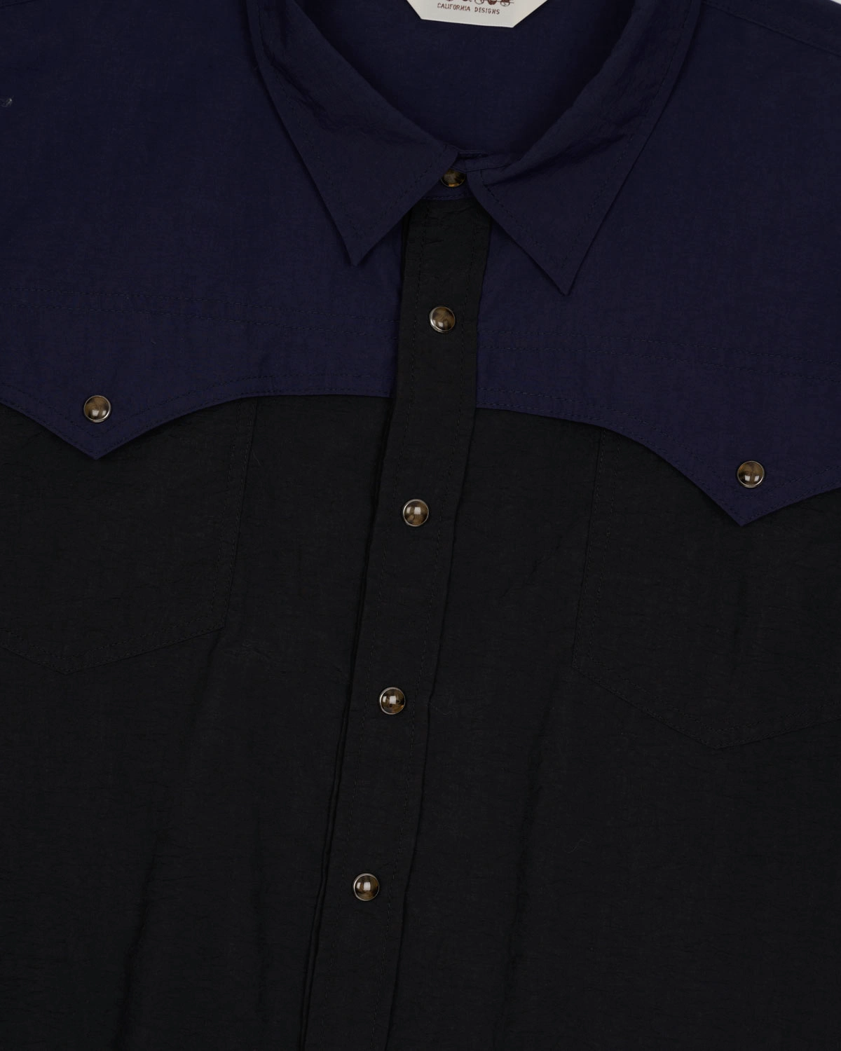 Brain Dead Nylon Western Shirt Black front view detail