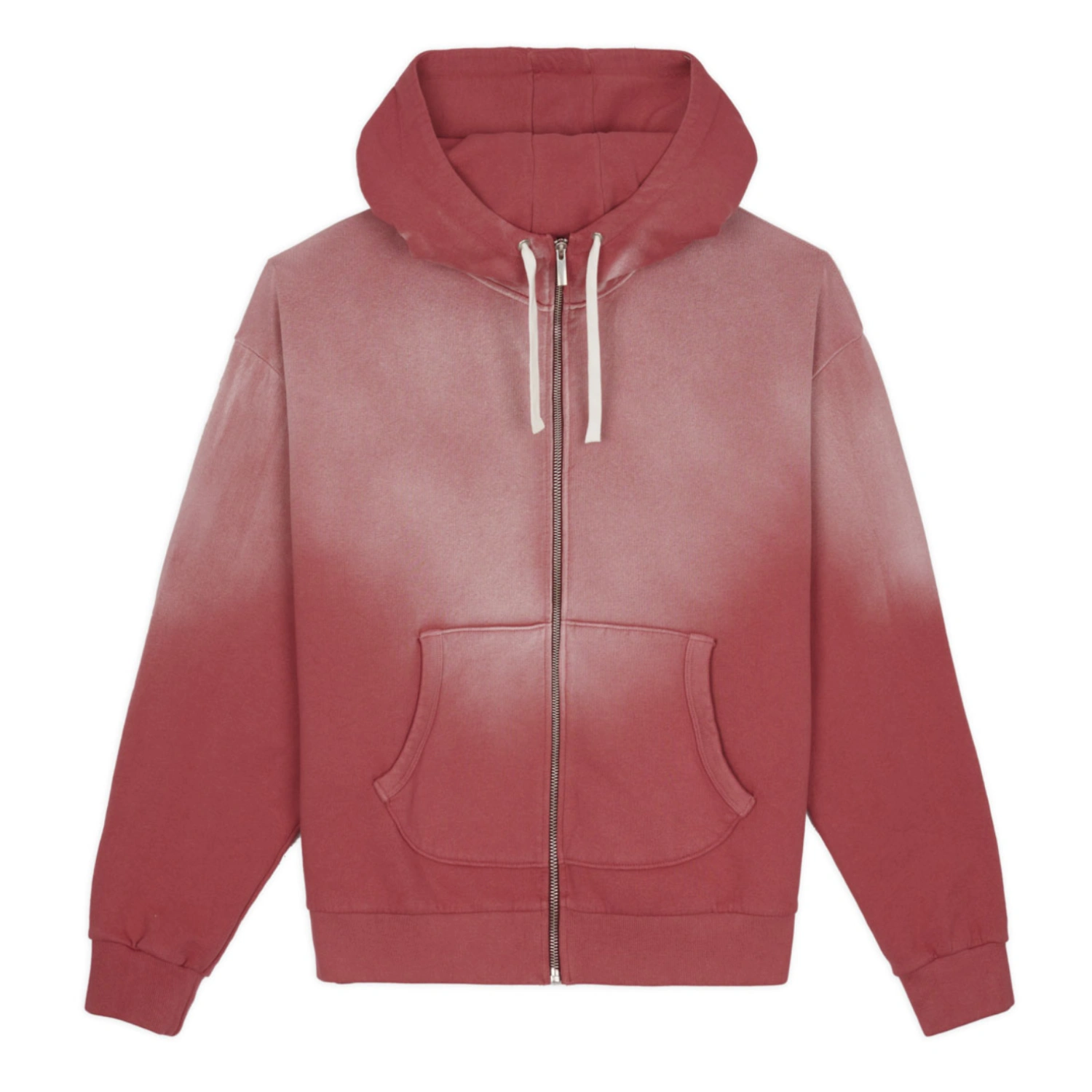 Brain Dead Padded Elbow Zip Up Hoodie Brick front view in a white background