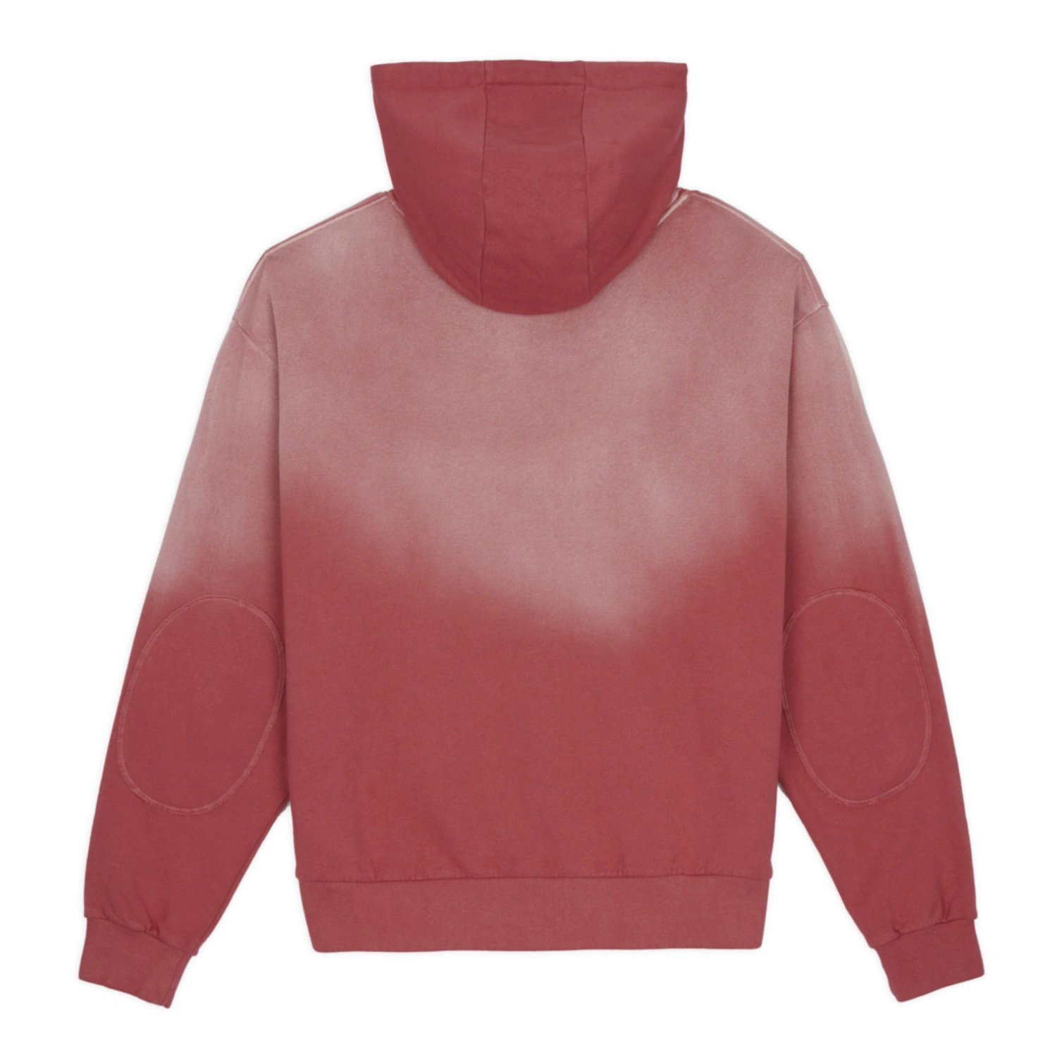 Brain Dead Padded Elbow Zip Up Hoodie Brick back view in a white background