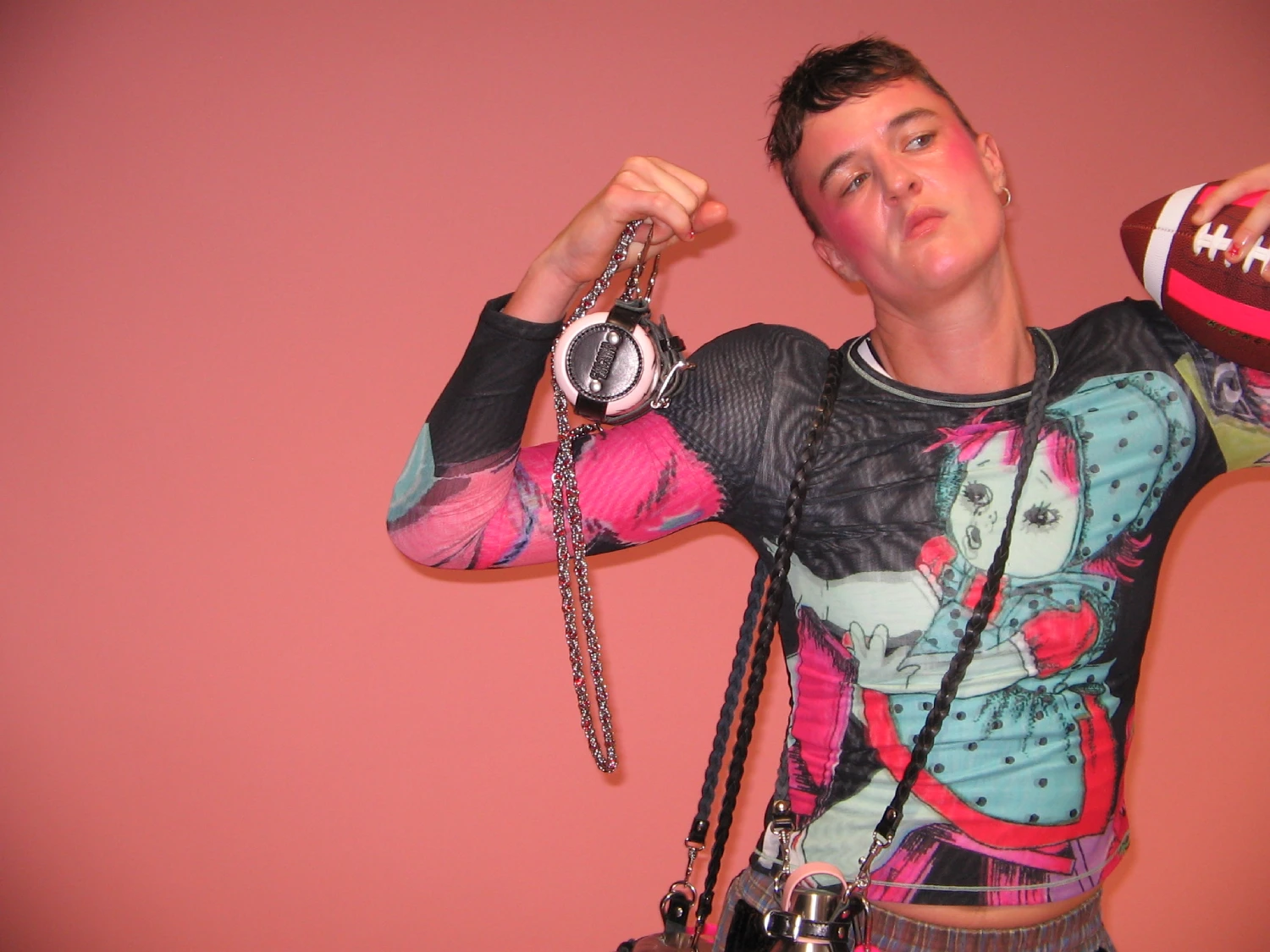 Chopova Lowena Sweeties Mesh Long Sleeve Top front view on model