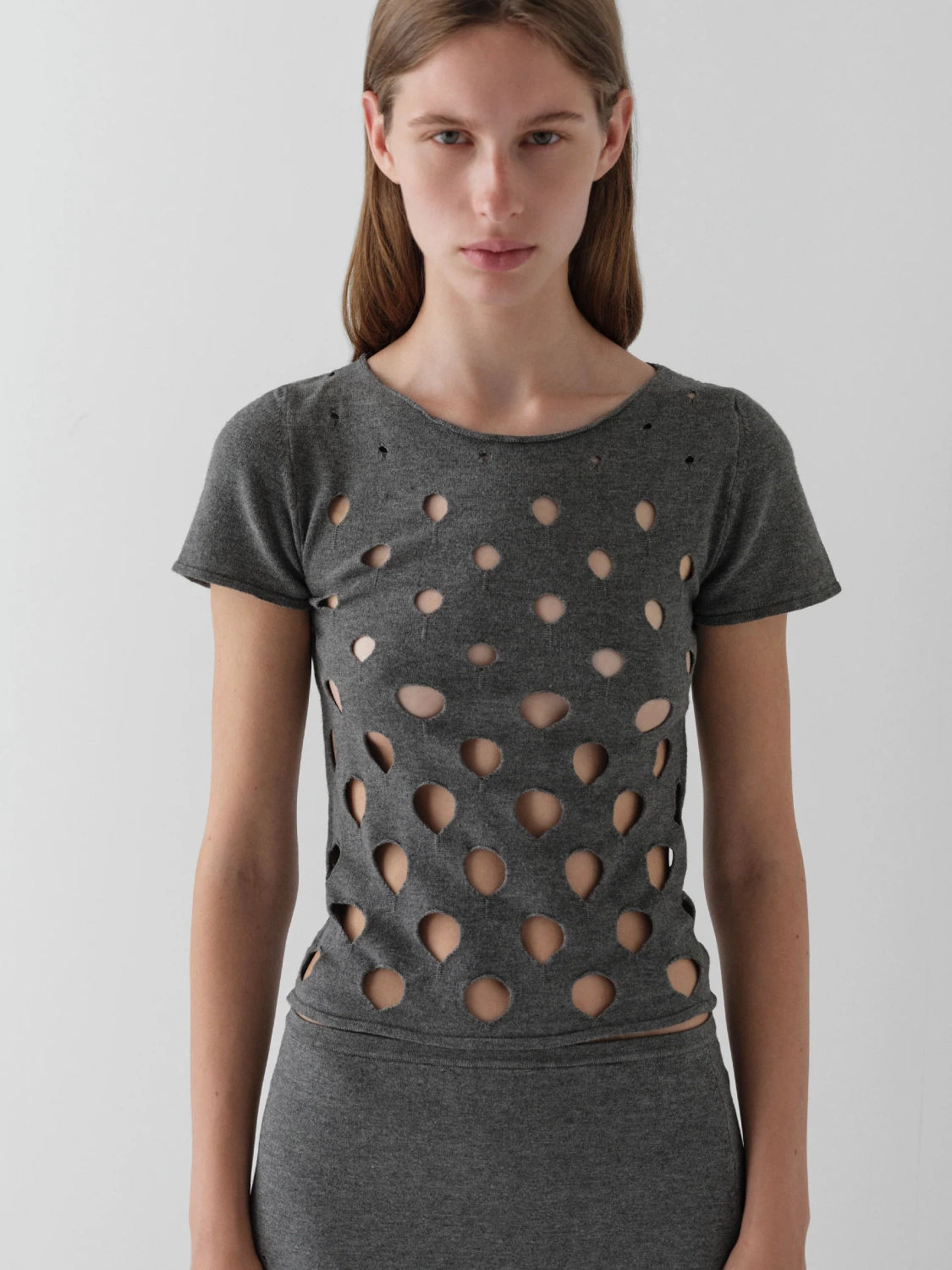 Gimaguas Summer Top Grey front view on model