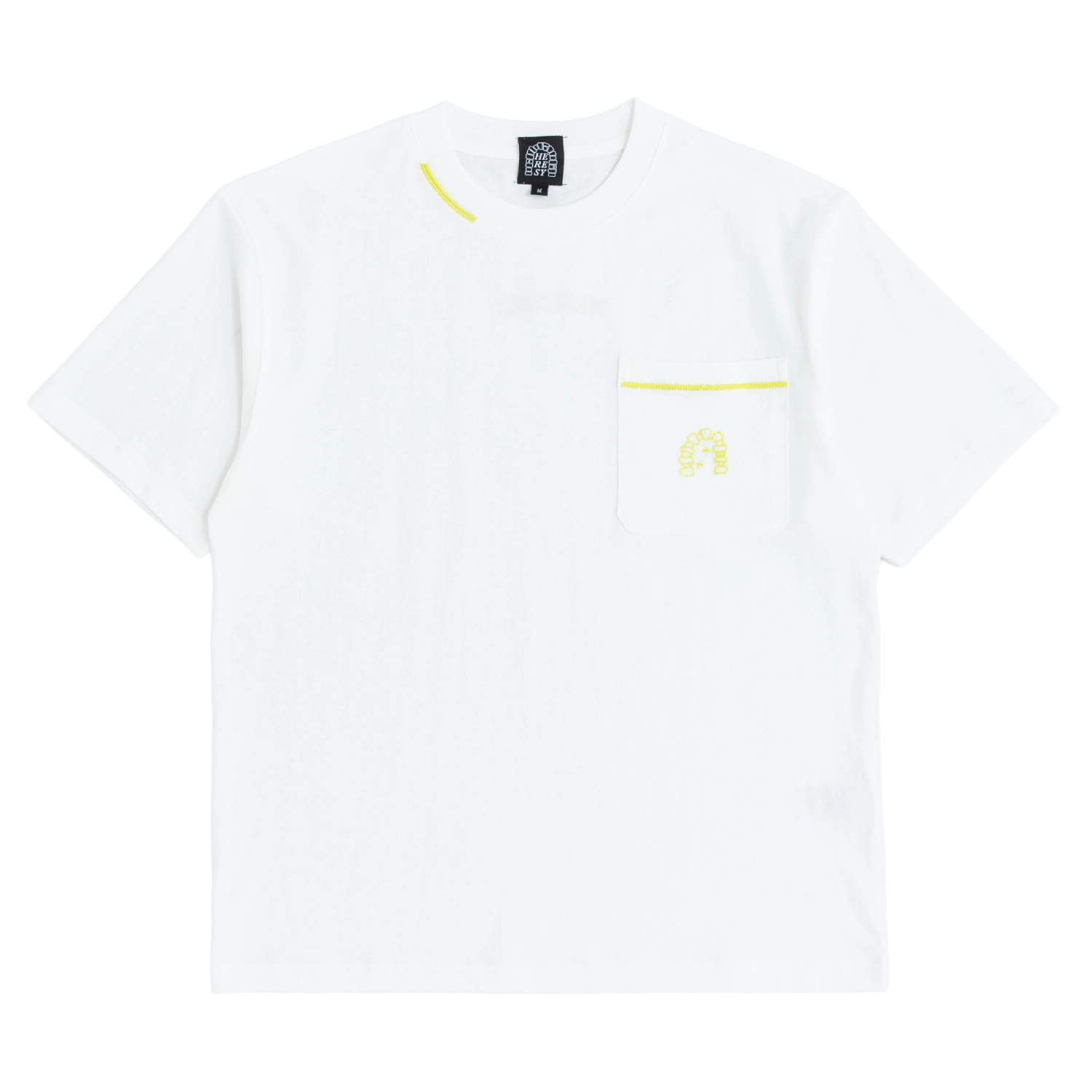 Heresy Arch Pocket T-Shirt Ecru front view in a white background