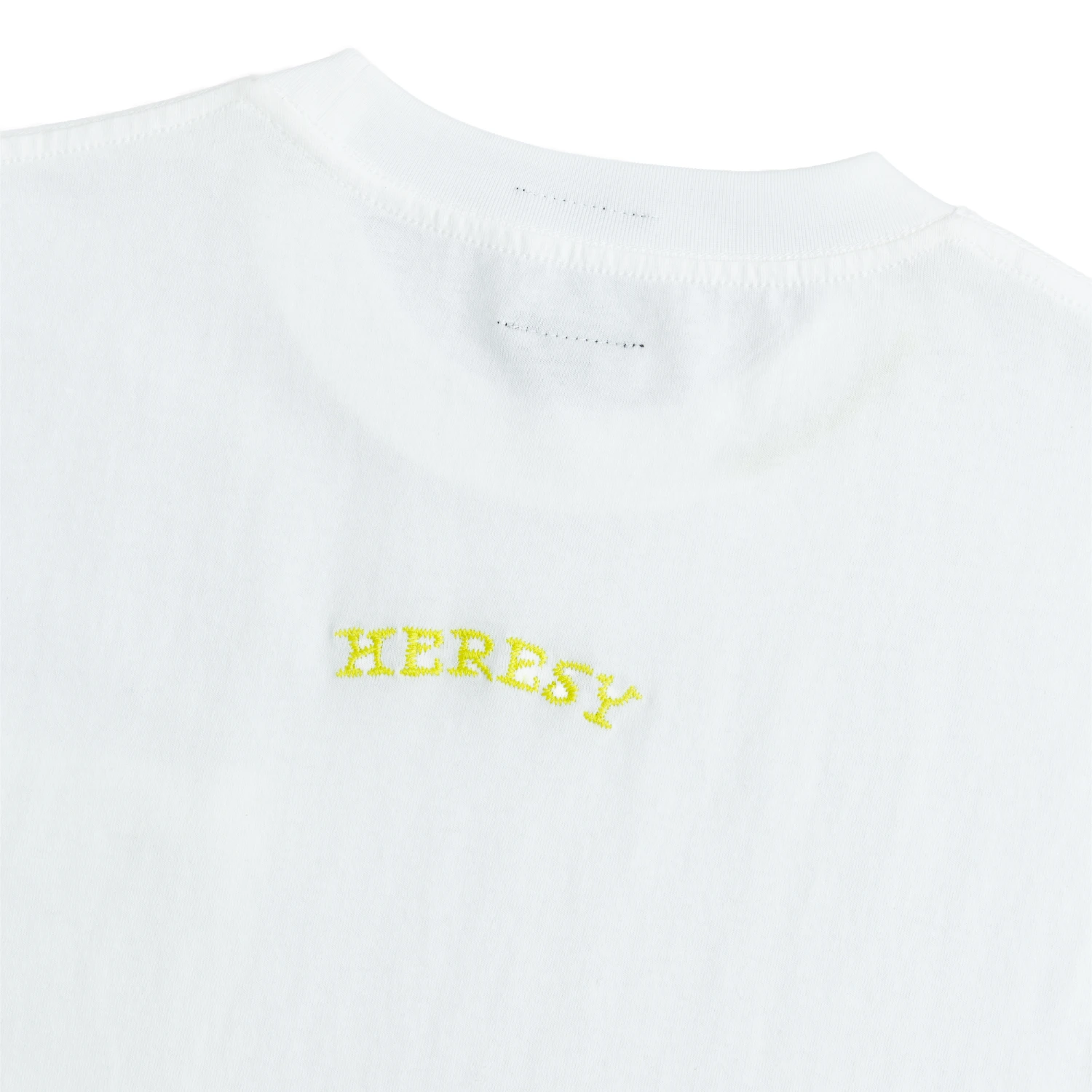 Heresy Arch Pocket T-Shirt Ecru back view detail in a white background