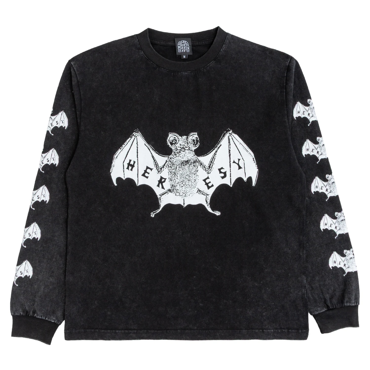 Heresy Bats Long Sleeve Black front view in a white background