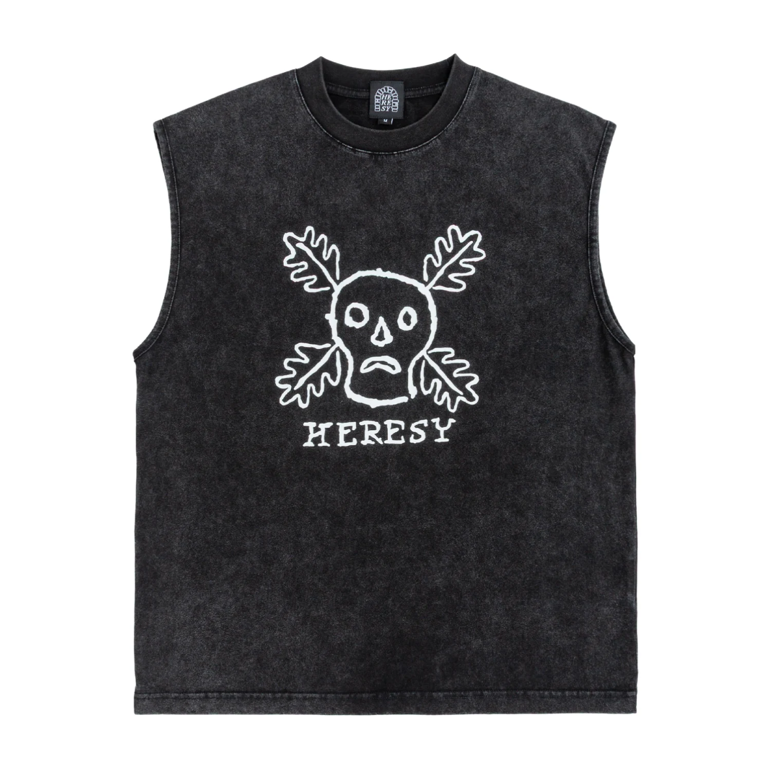 Heresy Green Man Vest Ash front view in a white background