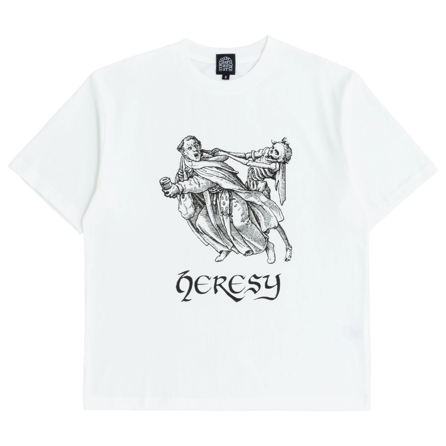 Heresy Heretic T-Shirt Ecru front view in a white background