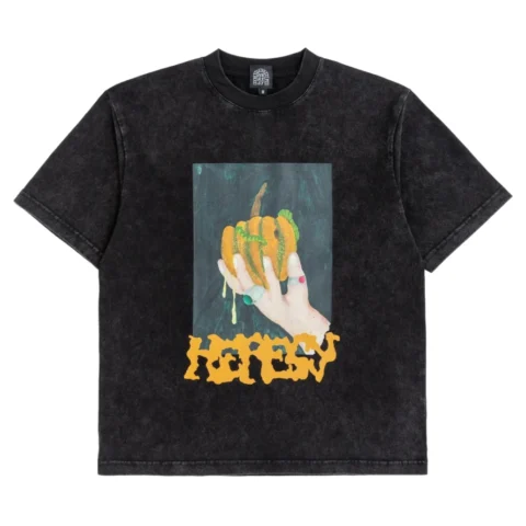 Heresy Squash T-Shirt Ash front view in a white background