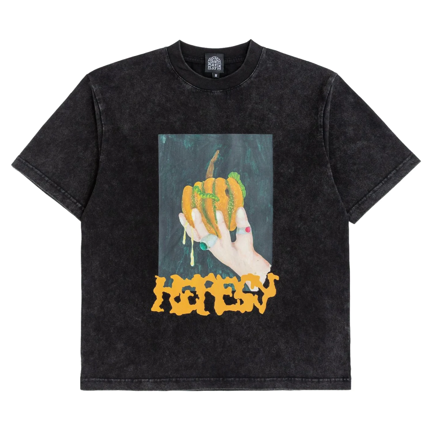 Heresy Squash T-Shirt Ash front view in a white background