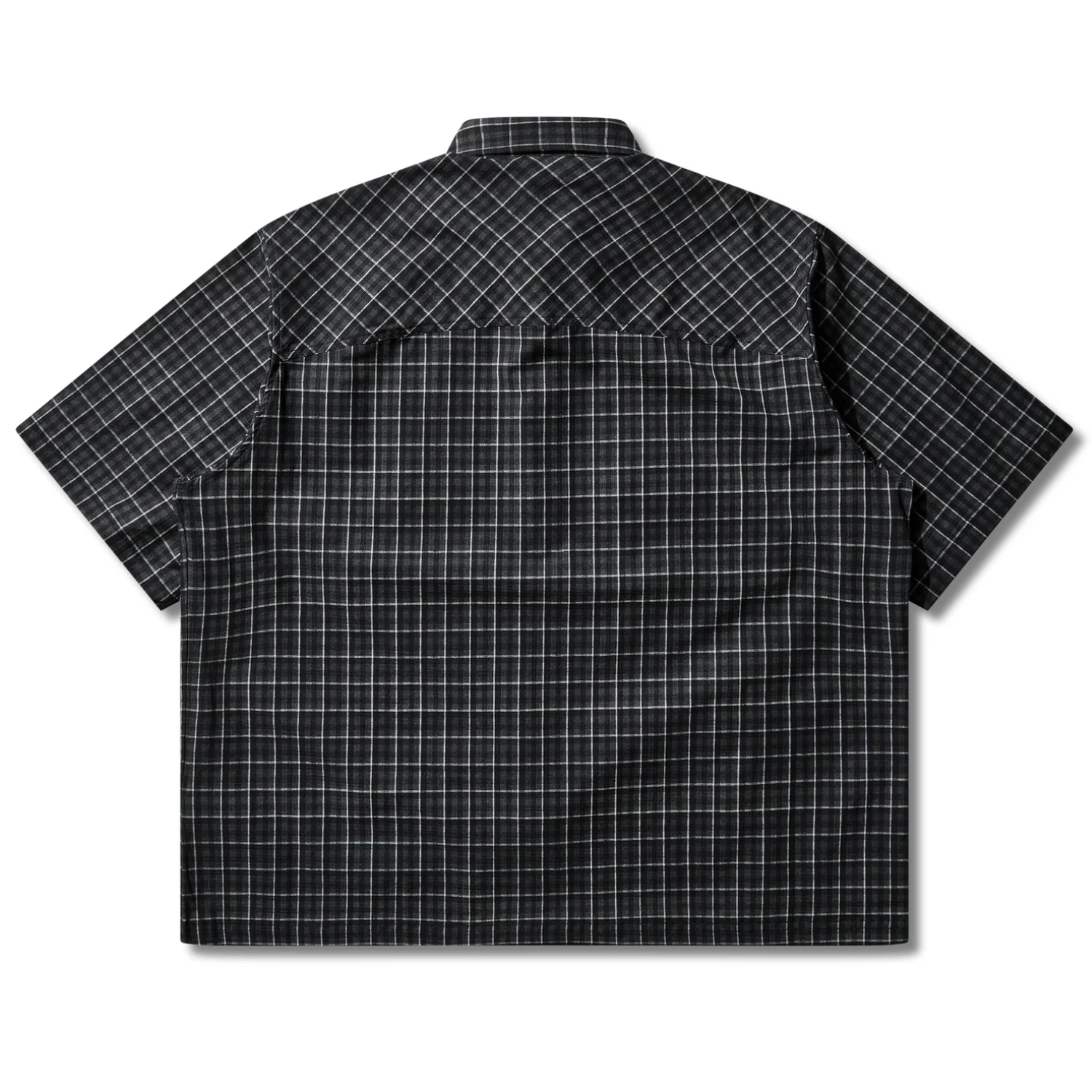 ROA Aair Floweave Printed Check Short Sleeve Shirt Grey back view in a white background