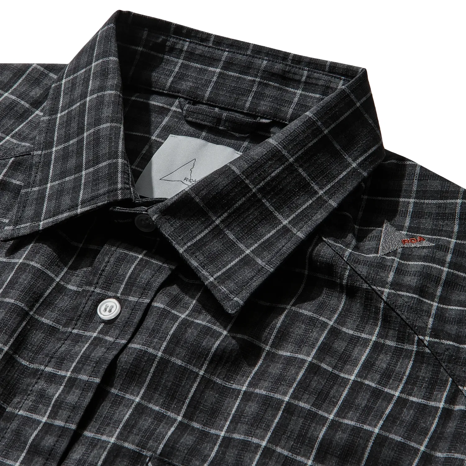 ROA Aair Floweave Printed Check Short Sleeve Shirt Grey front view detail