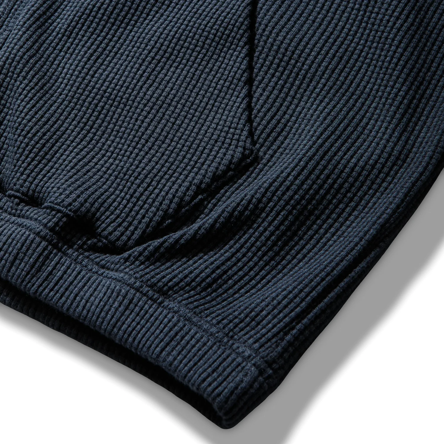 ROA Bee Sun Faded Organic Waffle Zip Up Hoodie Navy front view detail in a white background