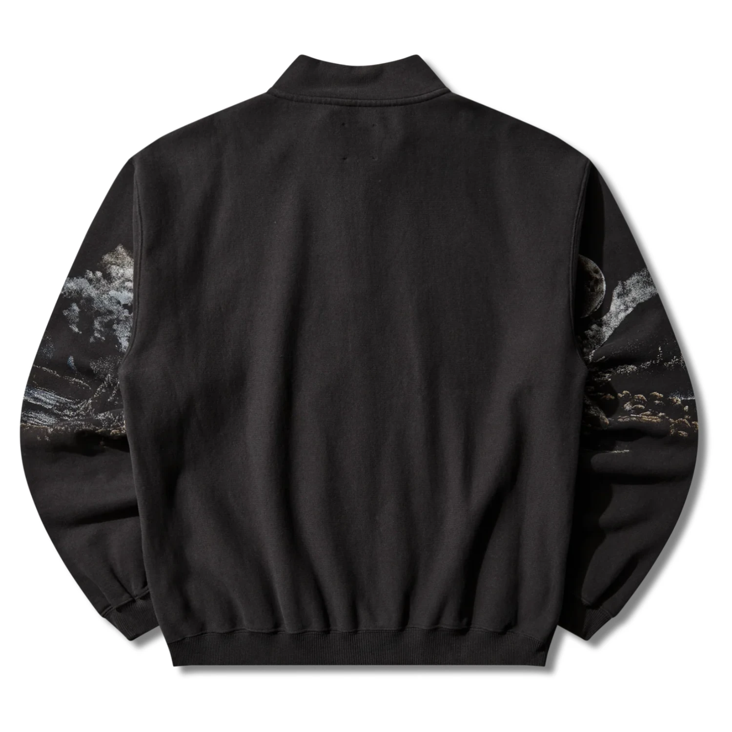 ROA Fai Half Zip Sweater Washed Black back view in a white background