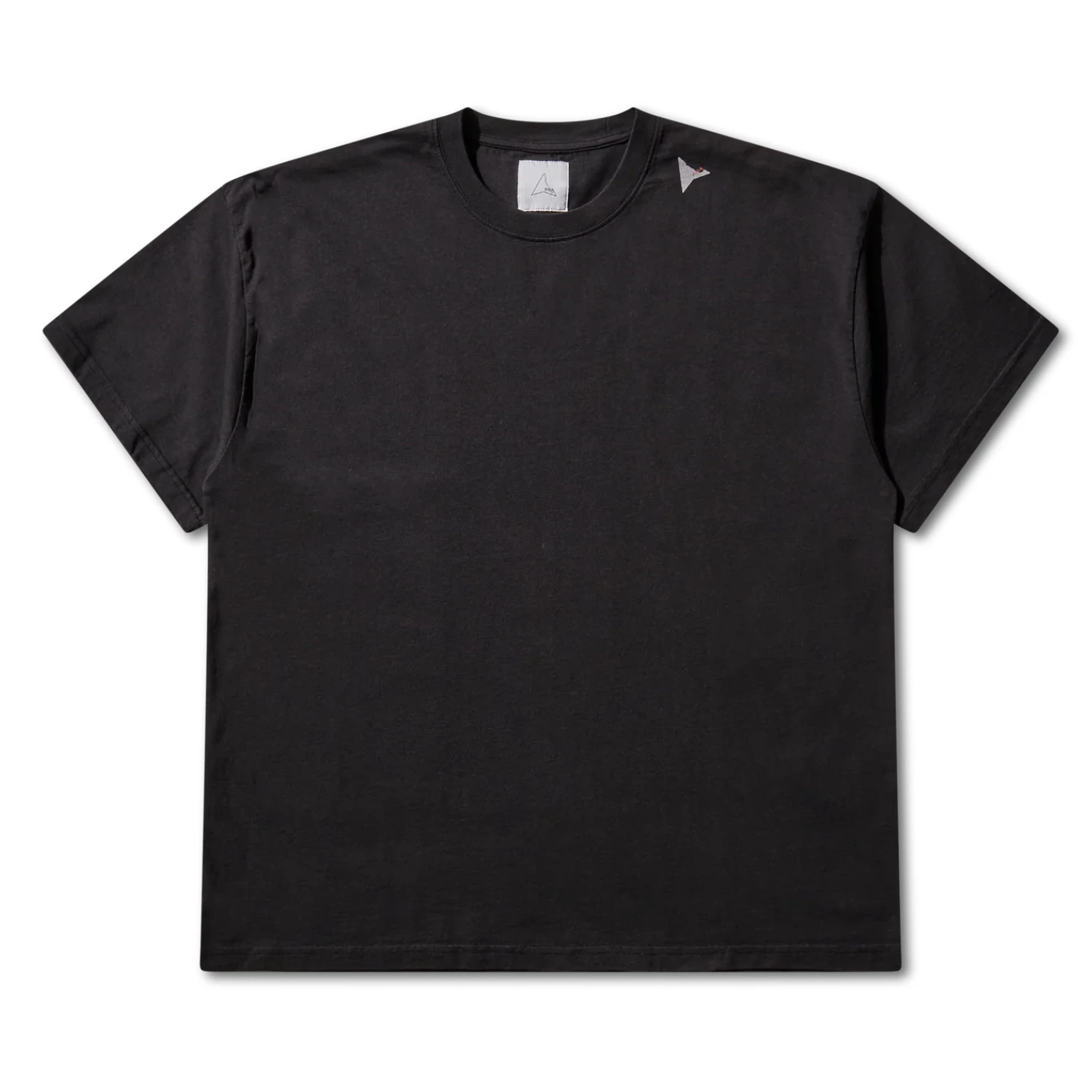 ROA Logo T-Shirt Washed Black front view in a white background