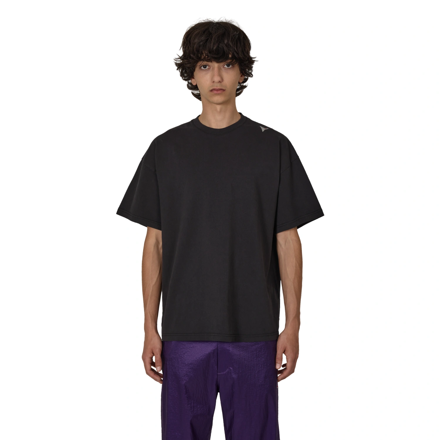 ROA Logo T-Shirt Washed Black front view on model