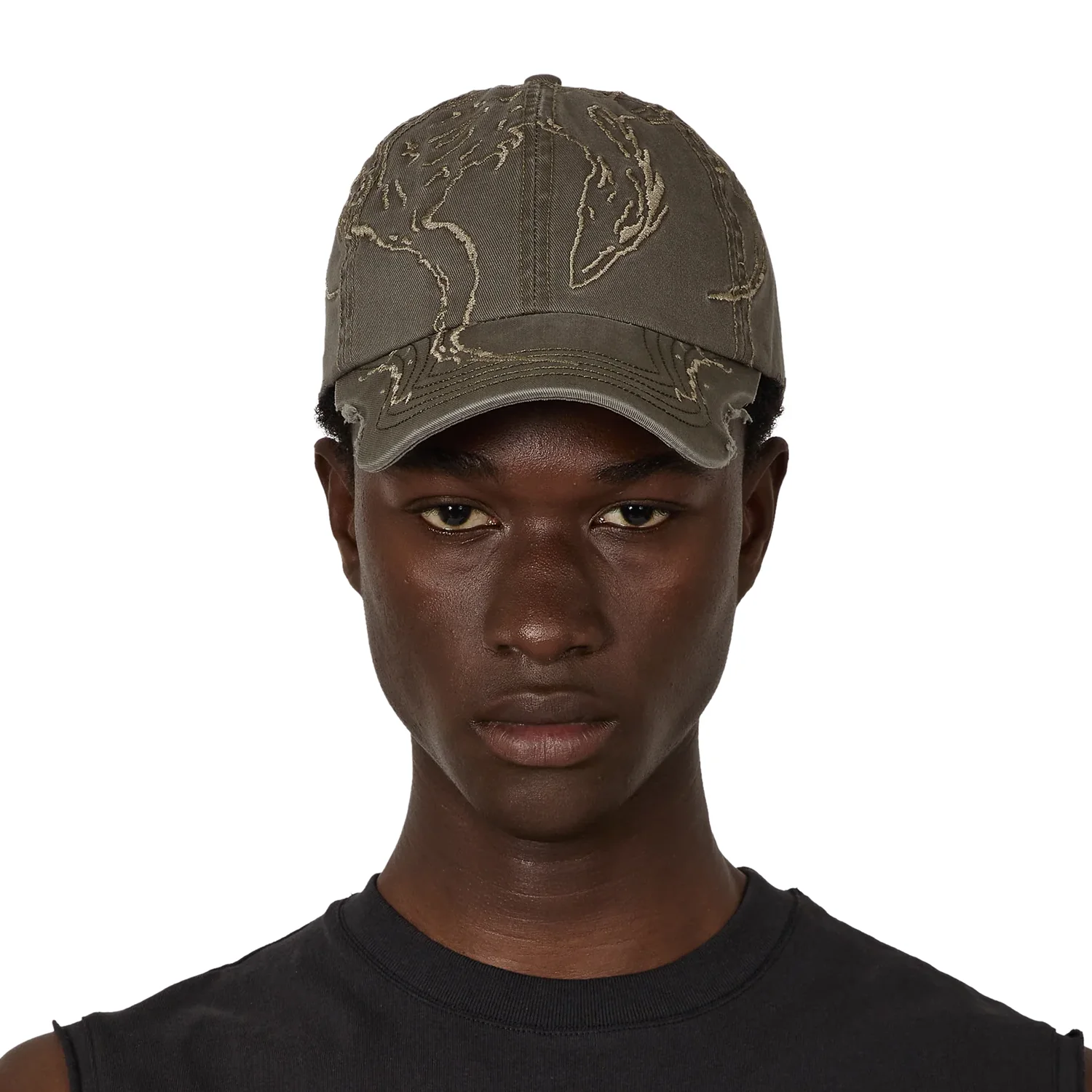 ROA Ryli Embriodered 6-Panel Cap Sage Green front view on model in a white background