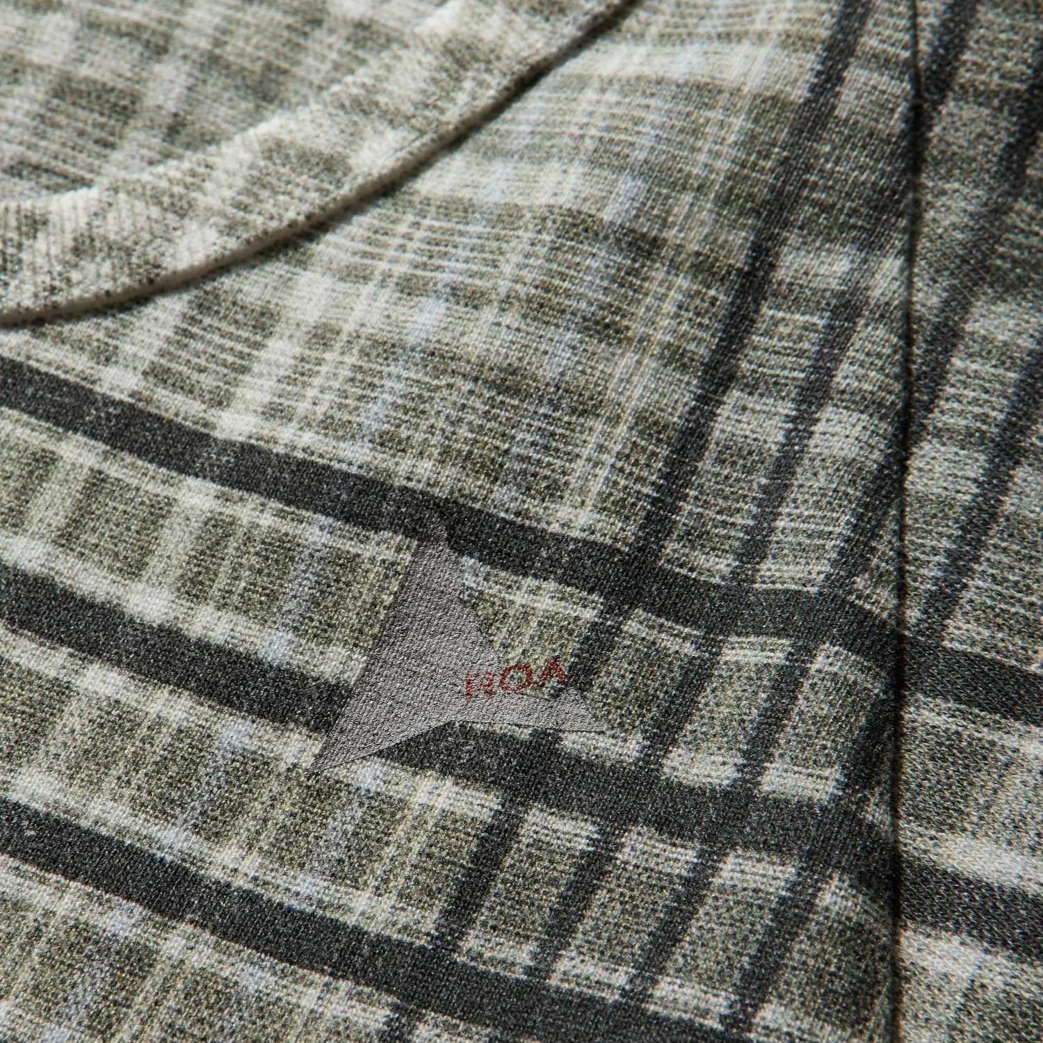 ROA Taba Printed Check Baby Tee Sage Green front view detail