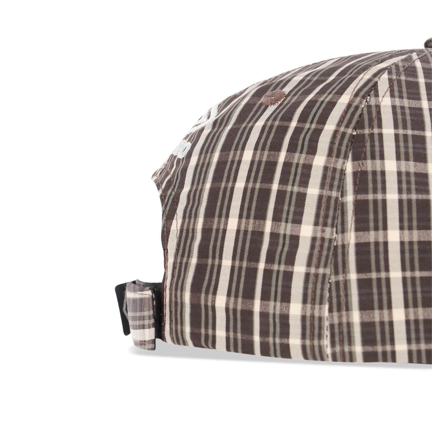 Umbro Slam Jam Check Hazard Cap Beige, Dark Brown side view in a white background