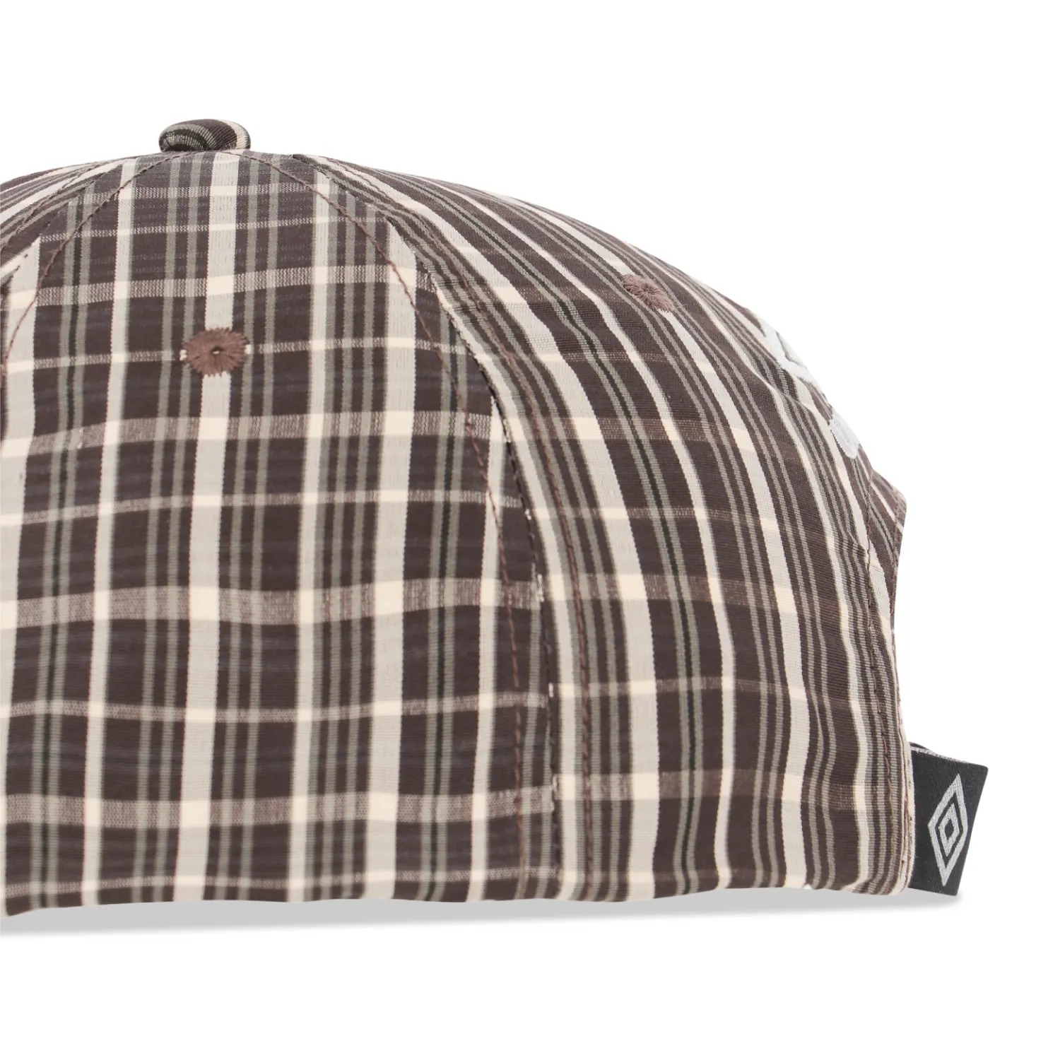 Umbro Slam Jam Check Hazard Cap Beige, Dark Brown side view in a white background