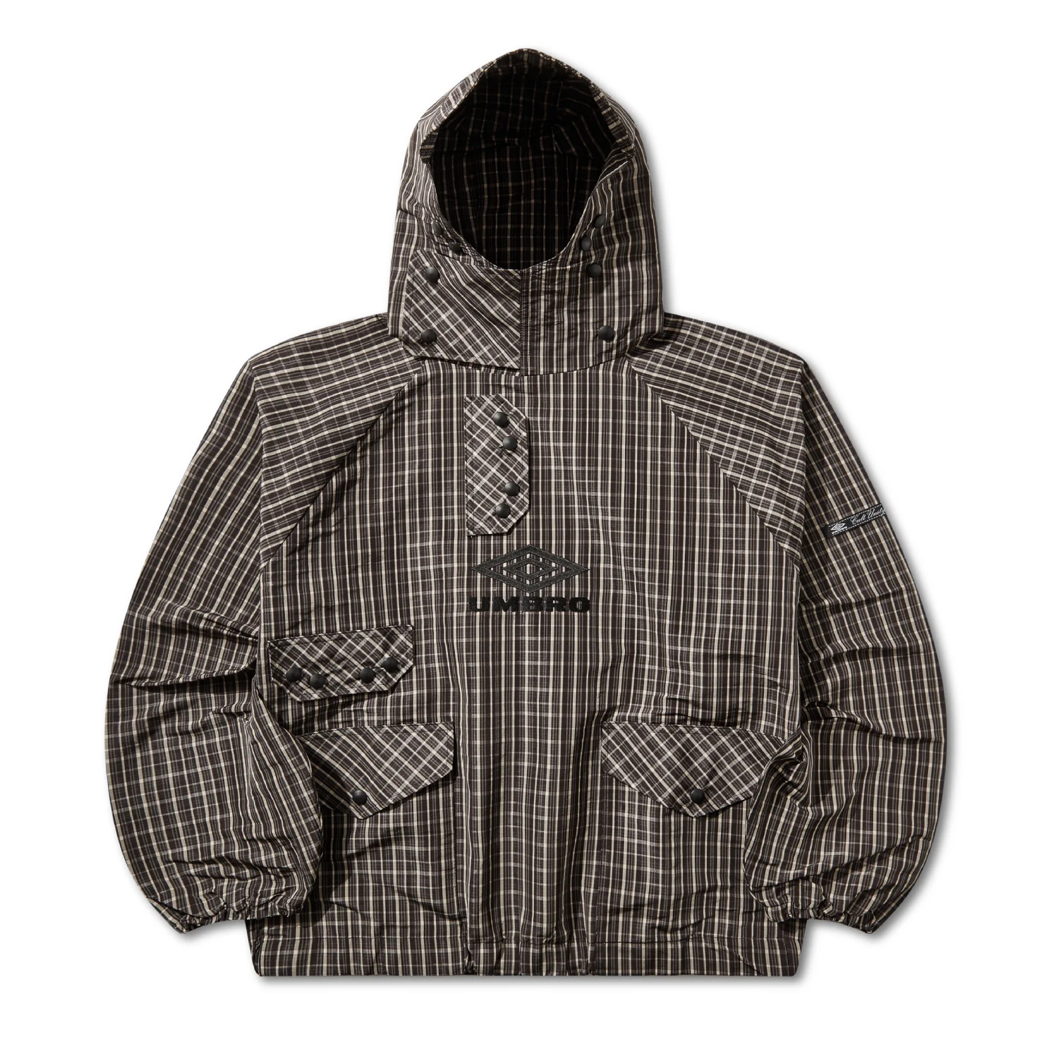 Umbro Slam Jam Check Smock Anorak Beige/Dark Brown front view in a white background