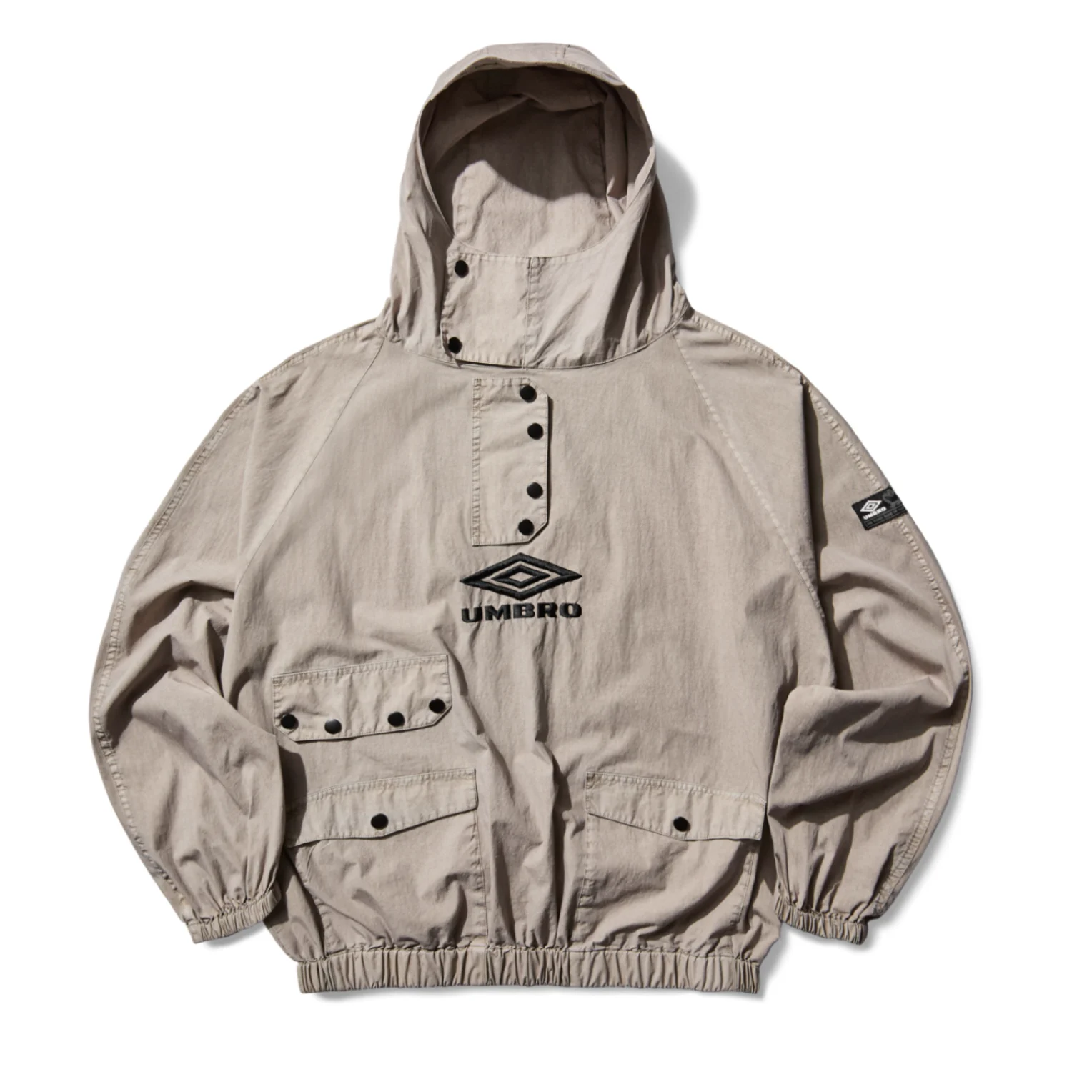 Umbro Slam Jam Faded Smock Anorak Greige front view in a white background
