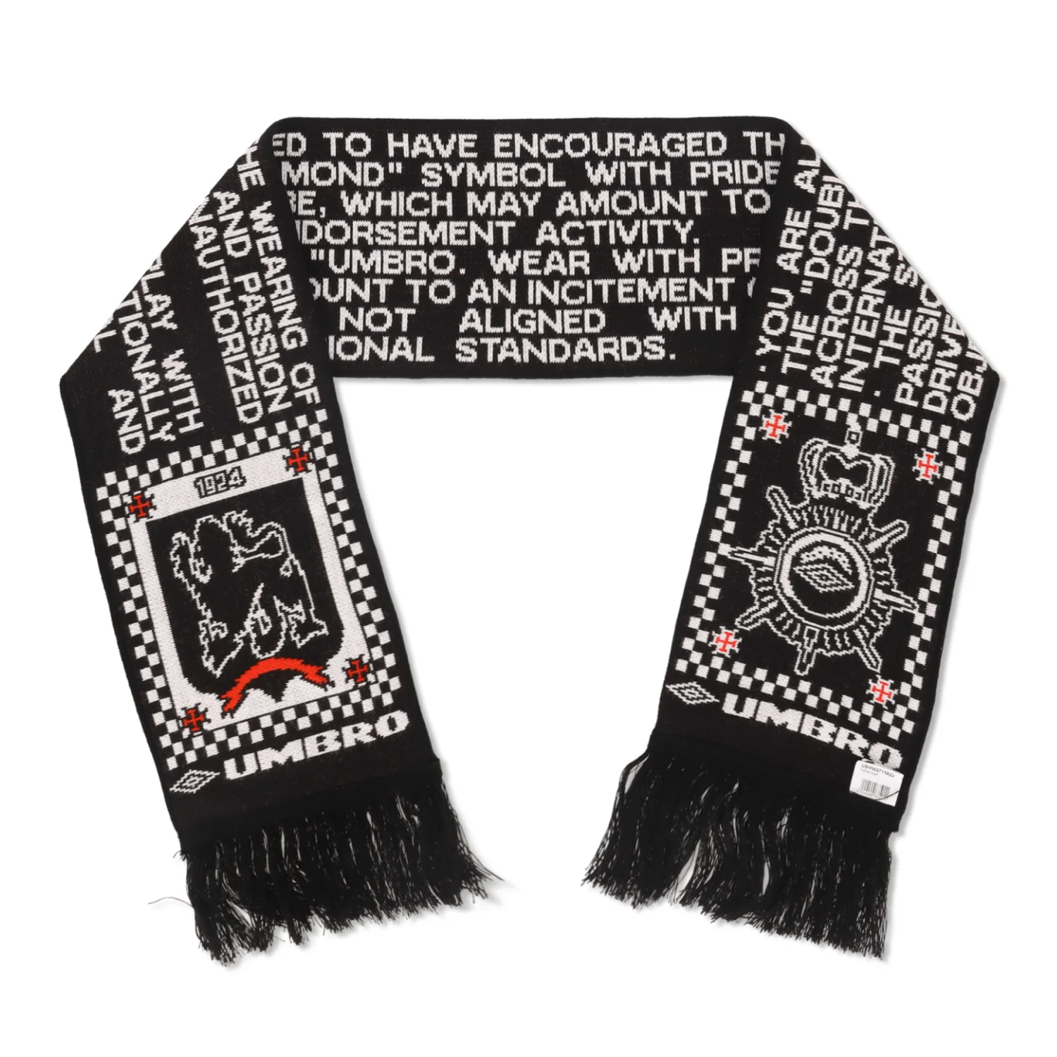 Umbro Slam Jam Notice Scarf Black/White back view in a white background