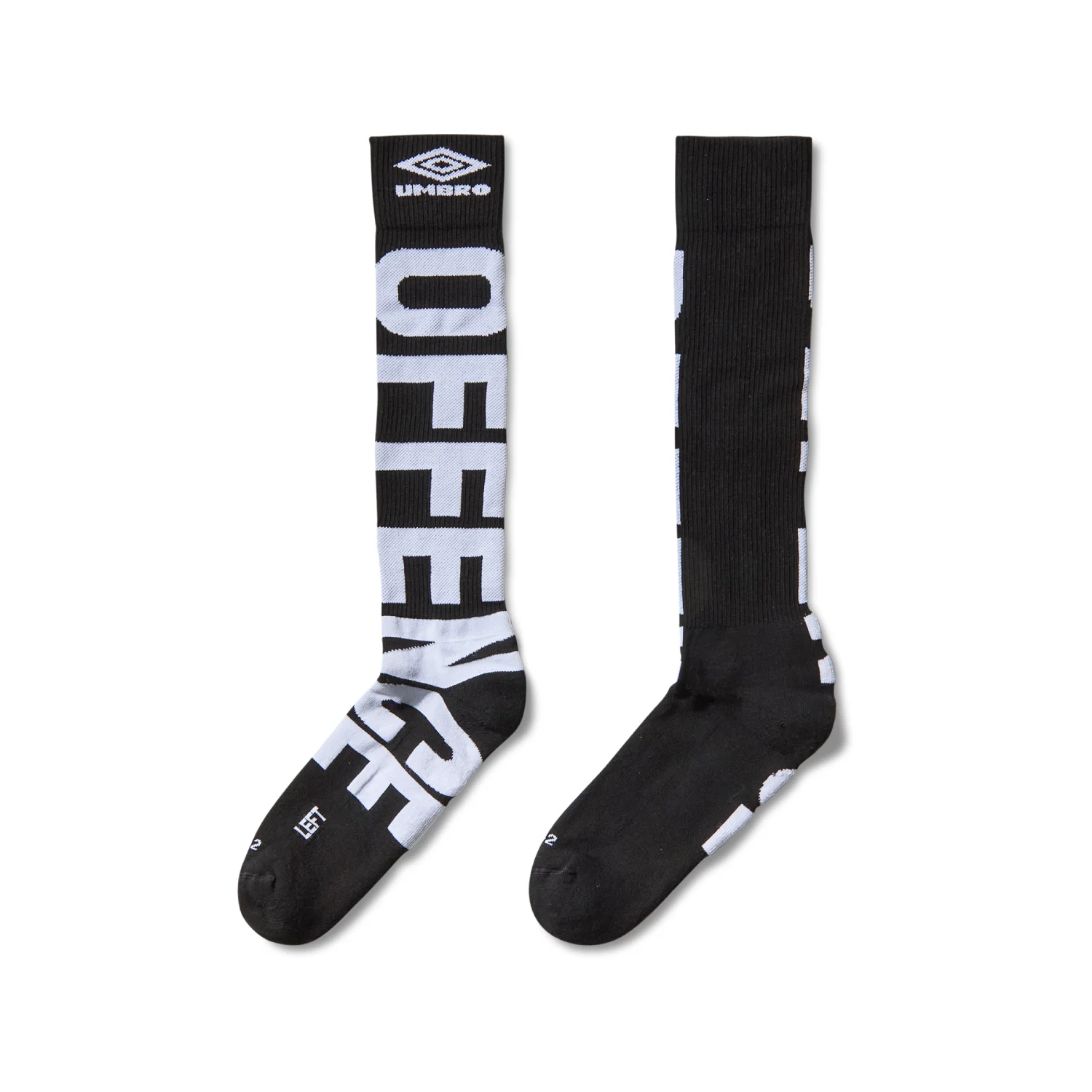 Umbro Slam Jam Offence Defence Socks Black/White side view in a white background