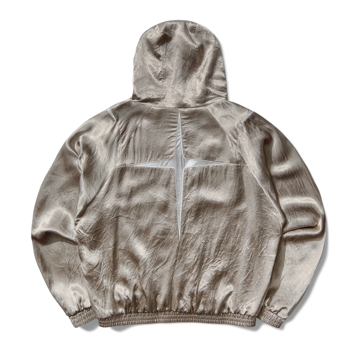 Umbro Slam Jam Satin Jester Track Jacket Silver Pearl back view in a white background