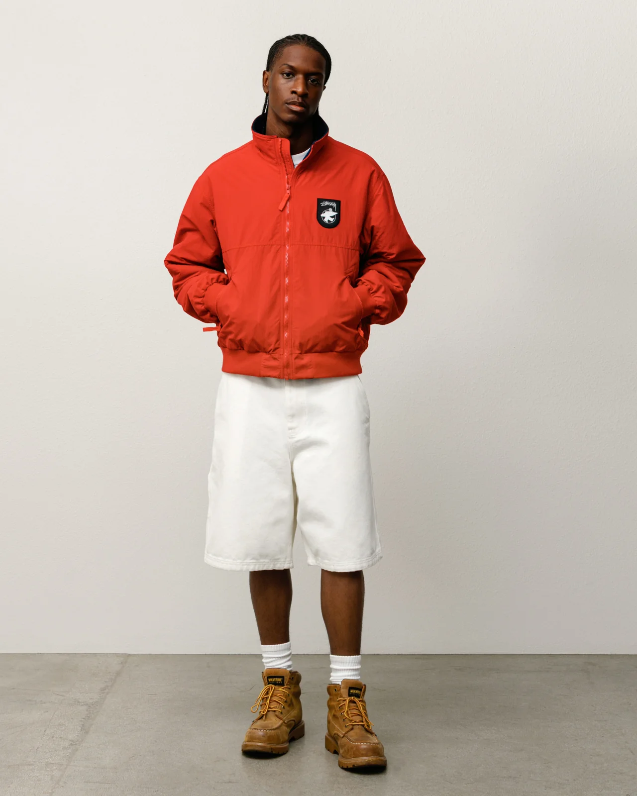 Stüssy Work Short Canvas White on model