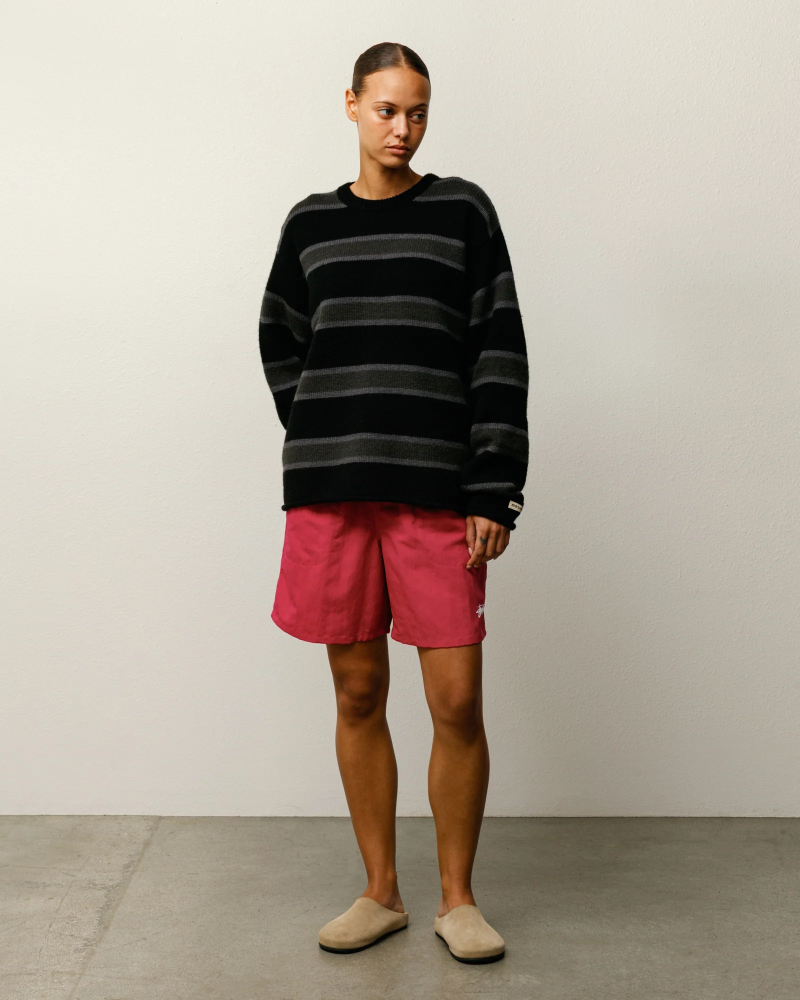 Stüssy Water Short Stock Berry front view on model