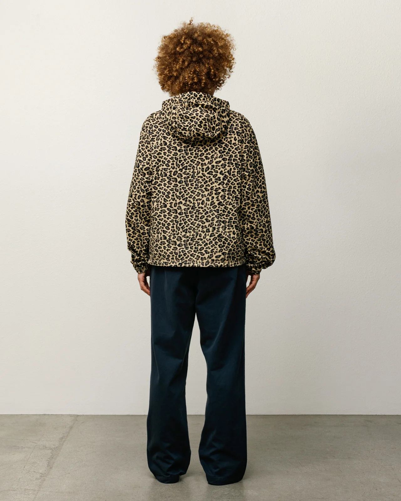 Stüssy Lightweight Hooded Jacket Cheetah on model