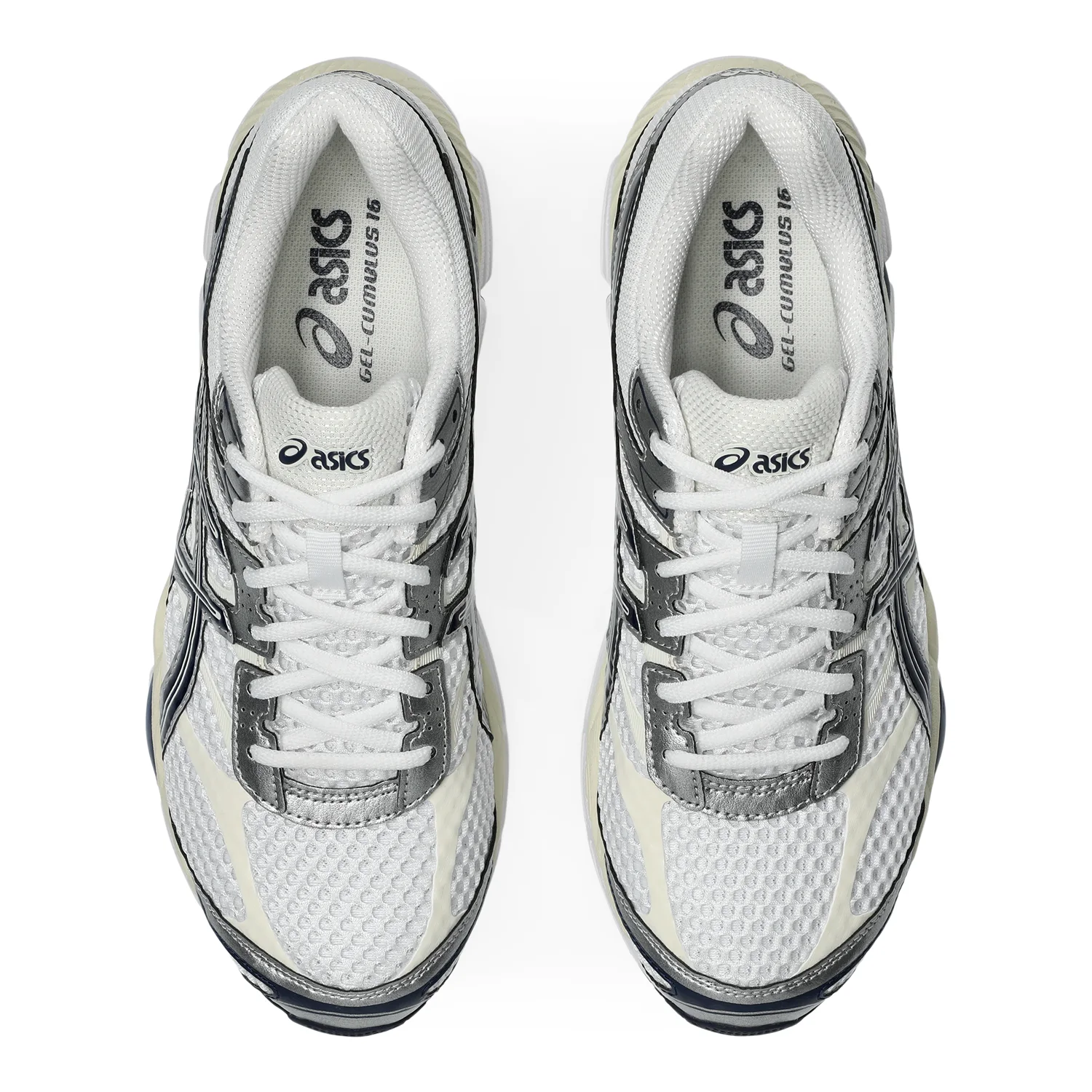 Asics Gel-Cumulus 16 White/Midnight top view in a white background