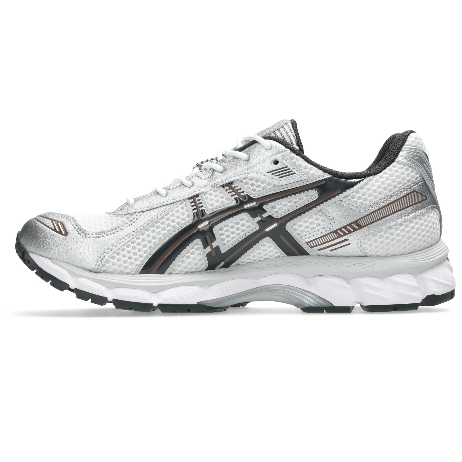 Asics Gel-Kayano 12.1 White/Graphite Grey side view in a white background