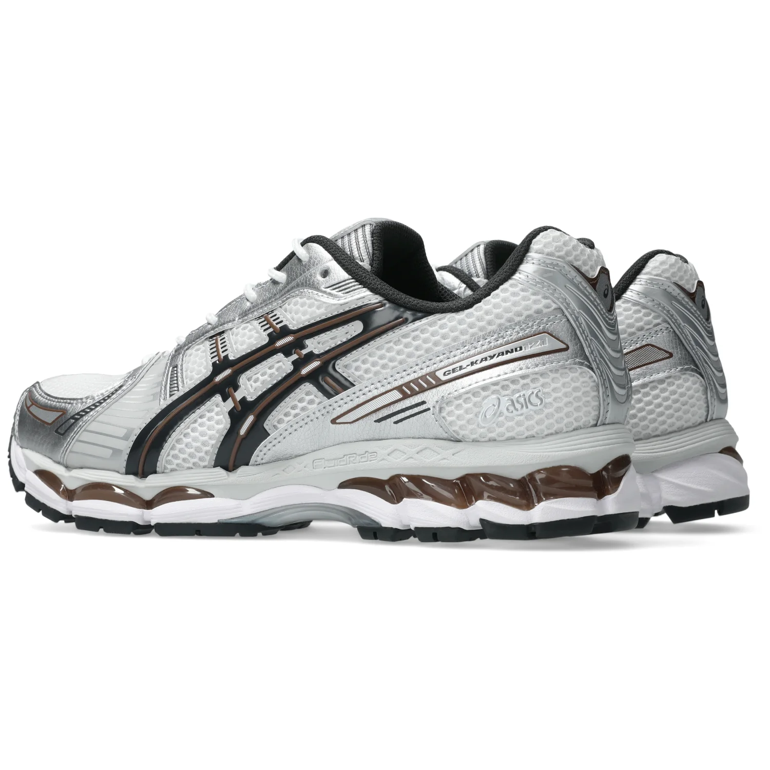 Asics Gel-Kayano 12.1 White/Graphite Grey side view in a white background