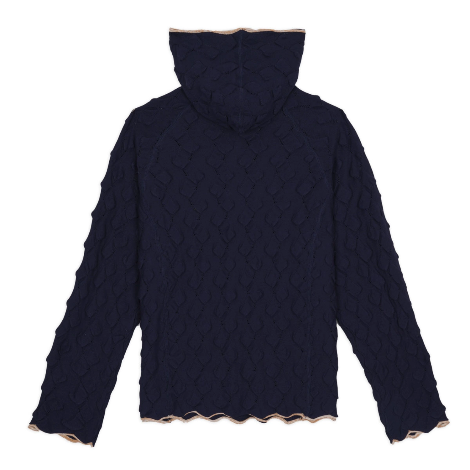 Brain Dead Bubble Knit Hoodie Midnight Blue back view in a white background