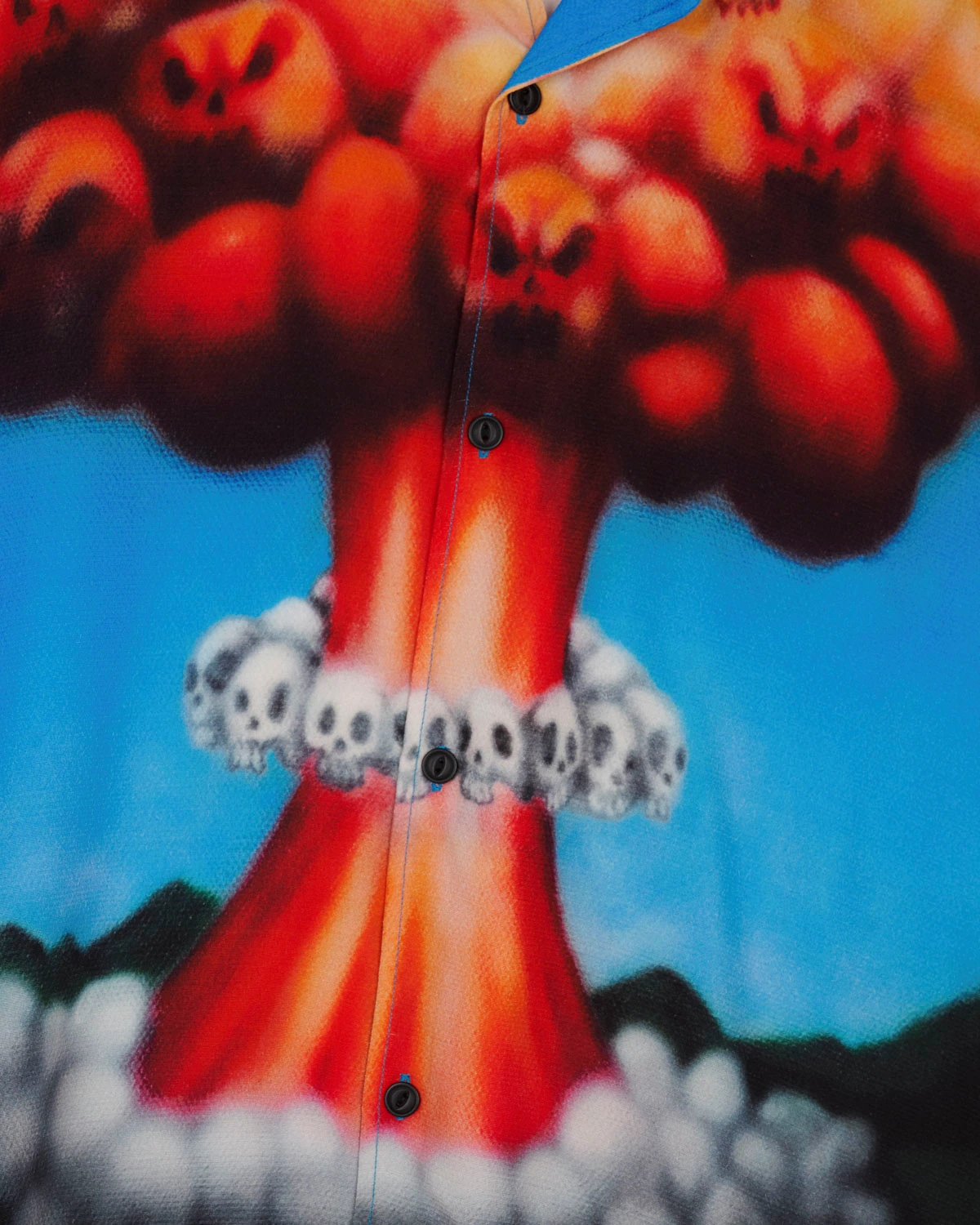 Brain Dead Explosion Short Sleeve Button Down Shirt front view detail